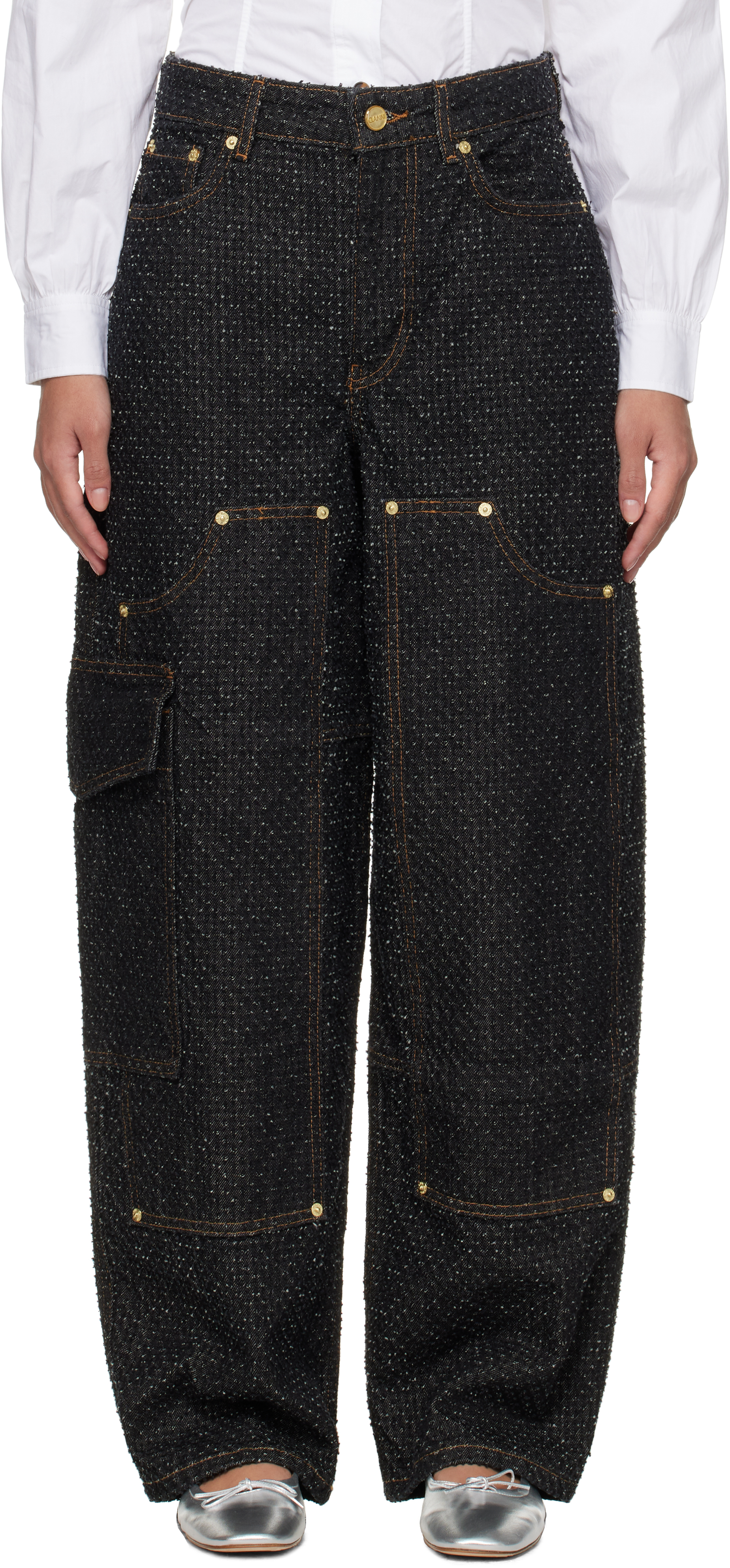 Black Fluffy Carpenter Jeans