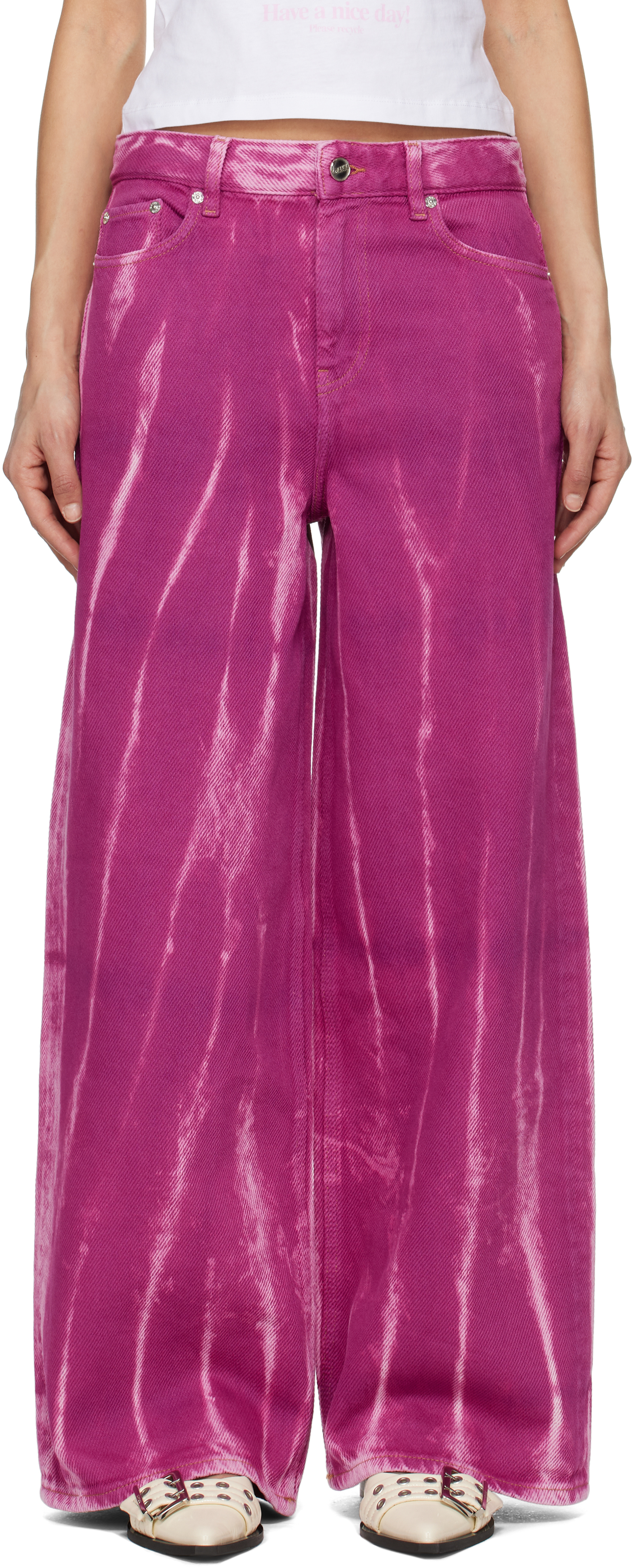 『GANNI』ガニー Overdyed Heavy Denim Marri ジーンズ Boysenberry Purple Overdyed Marri Jeans | GANNI US