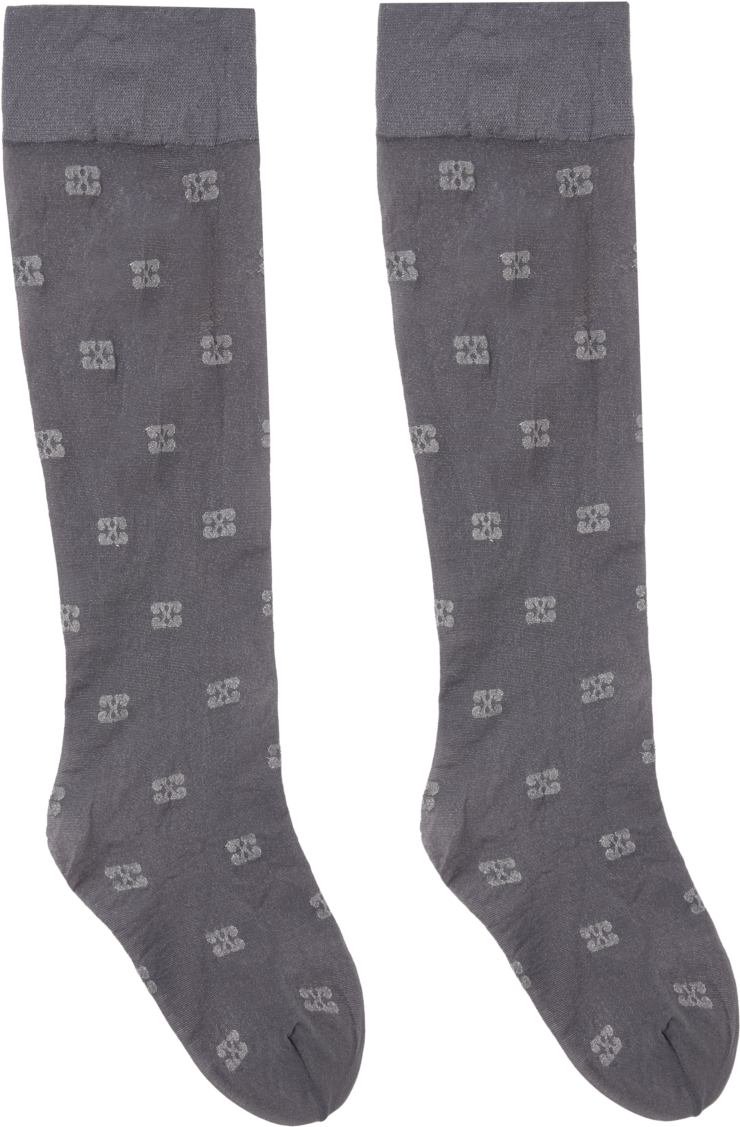 Gray Glitter Butterfly Lace Socks