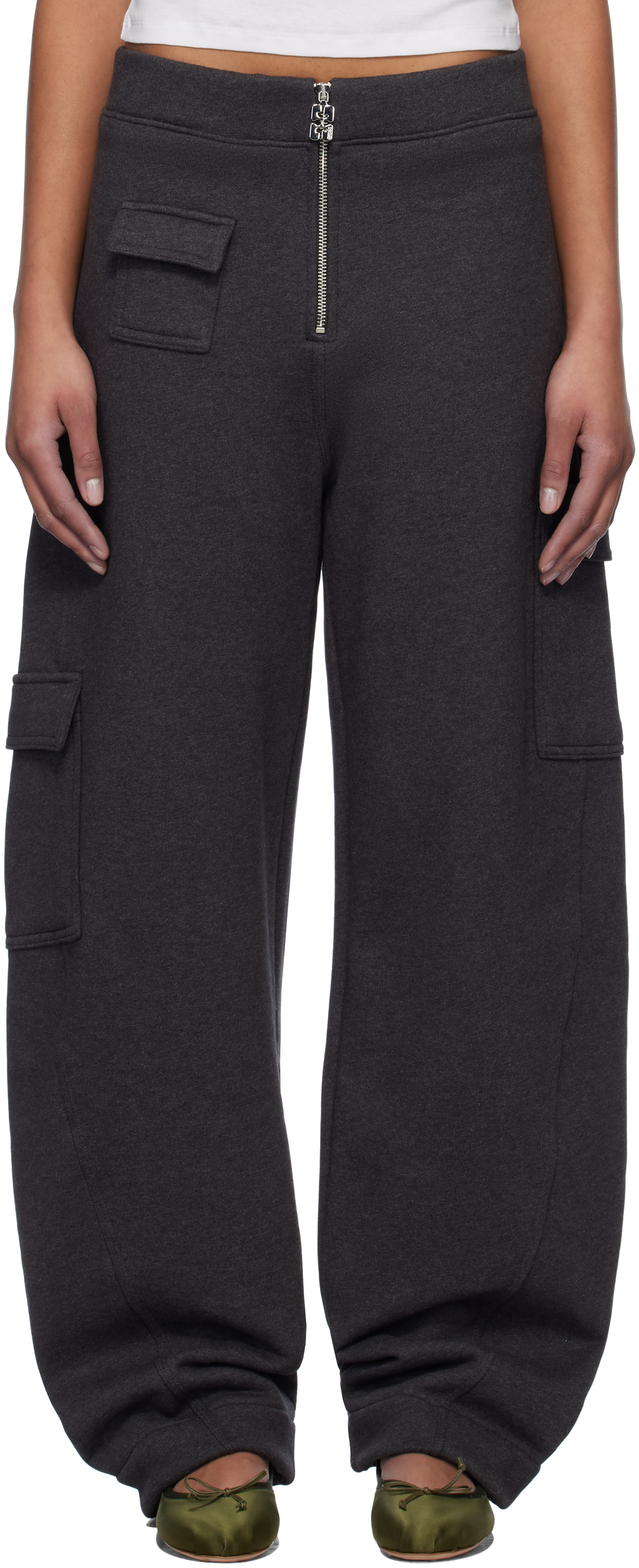 Gray Heavy Fleece Cargo Lounge Pants