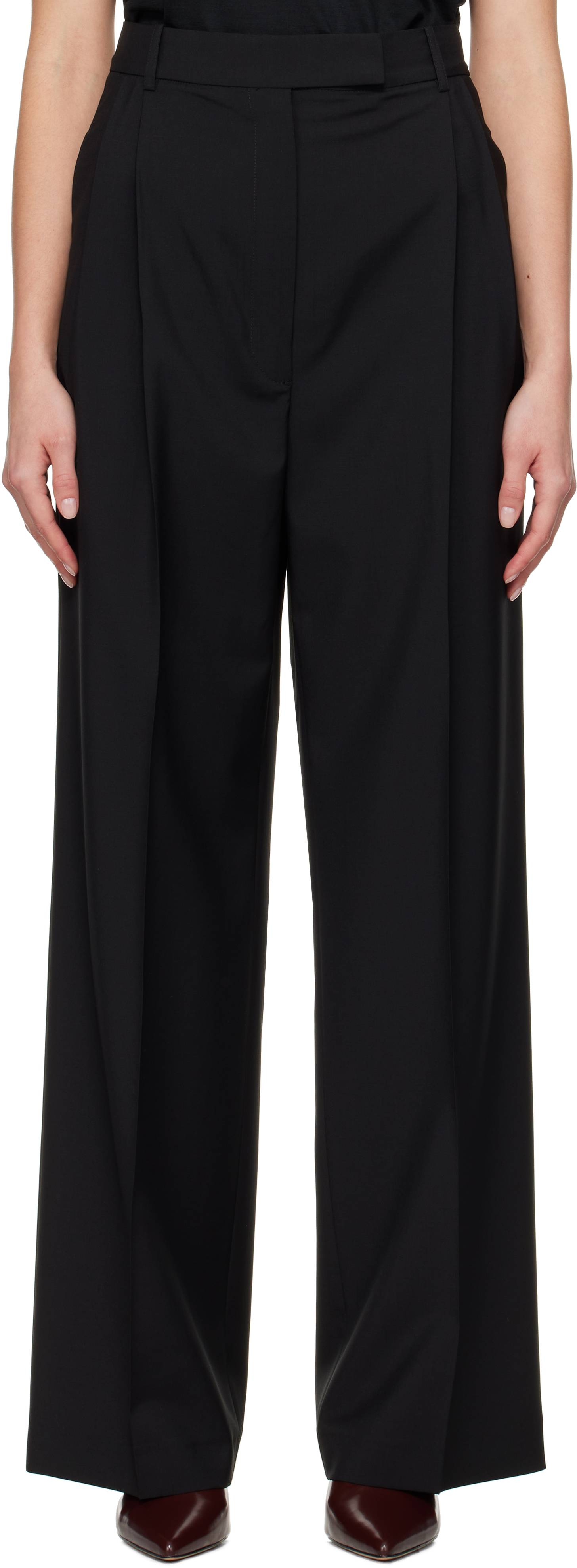 Róhe Black High-Waist Tailored Trousers