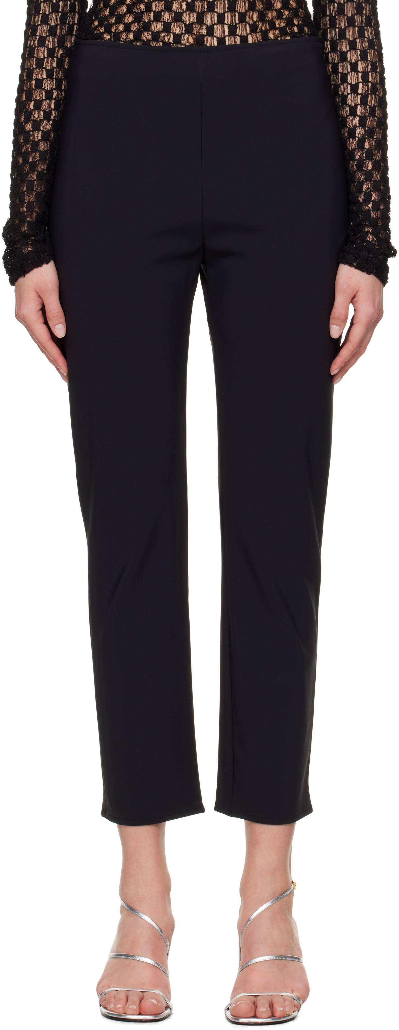 Róhe Black Cigarette Scuba Trousers