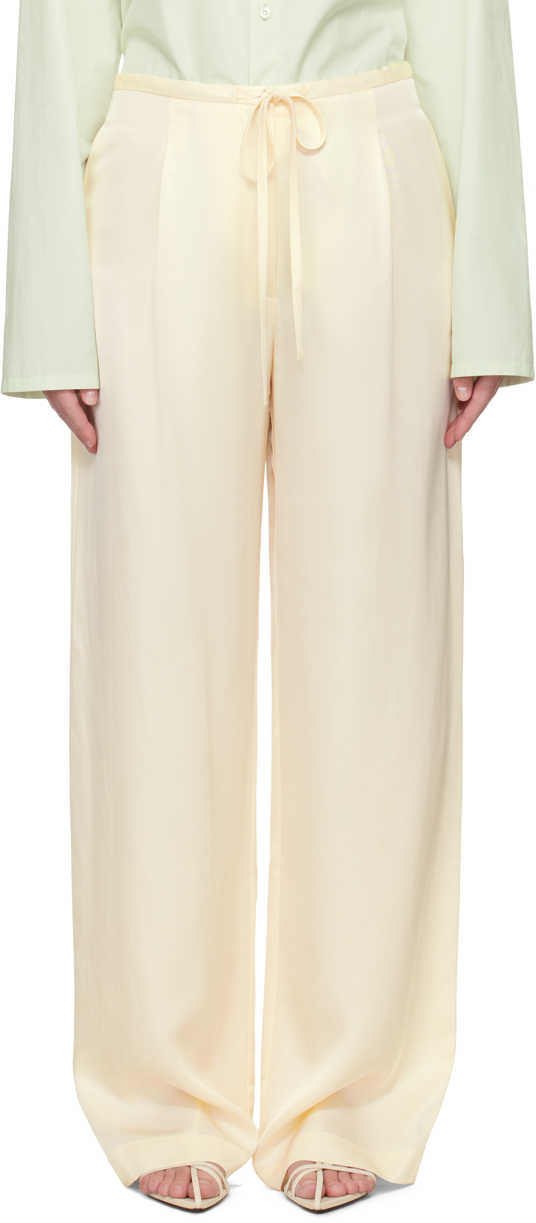 Rohe Wide-leg Trousers In Pearl Colour