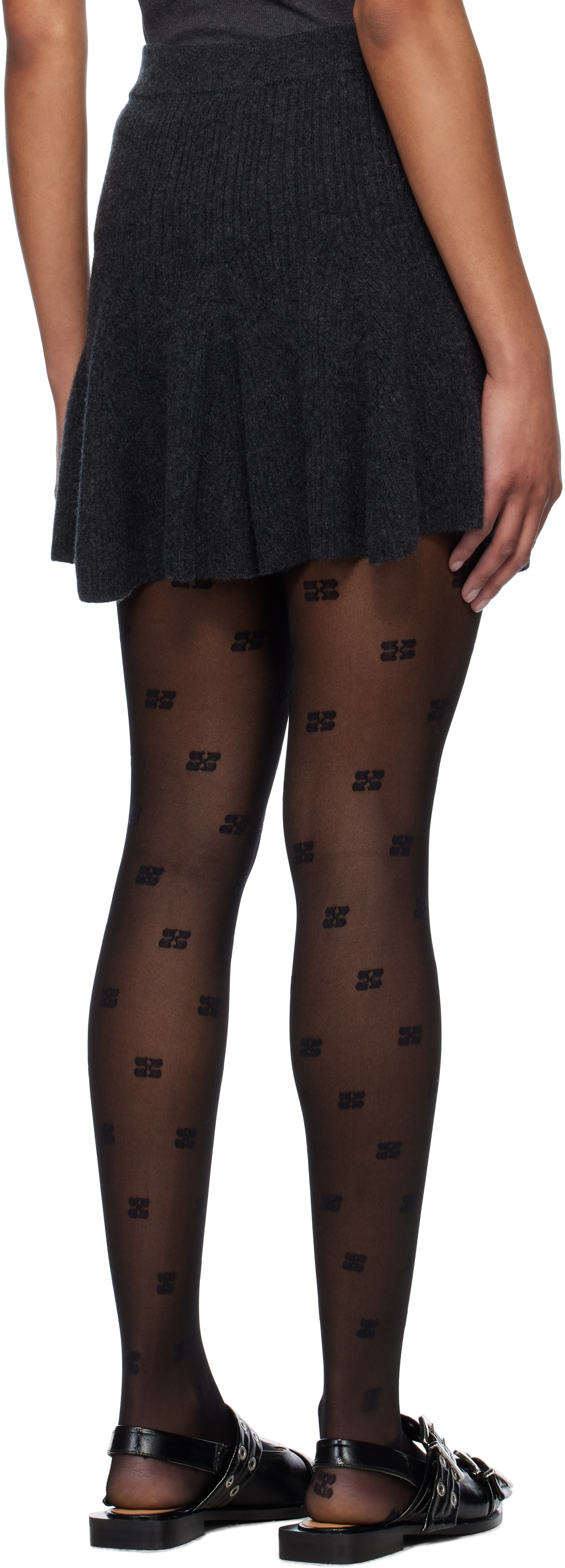 Ganni Gray Cashmere Mix Miniskirt In 252 Phantom