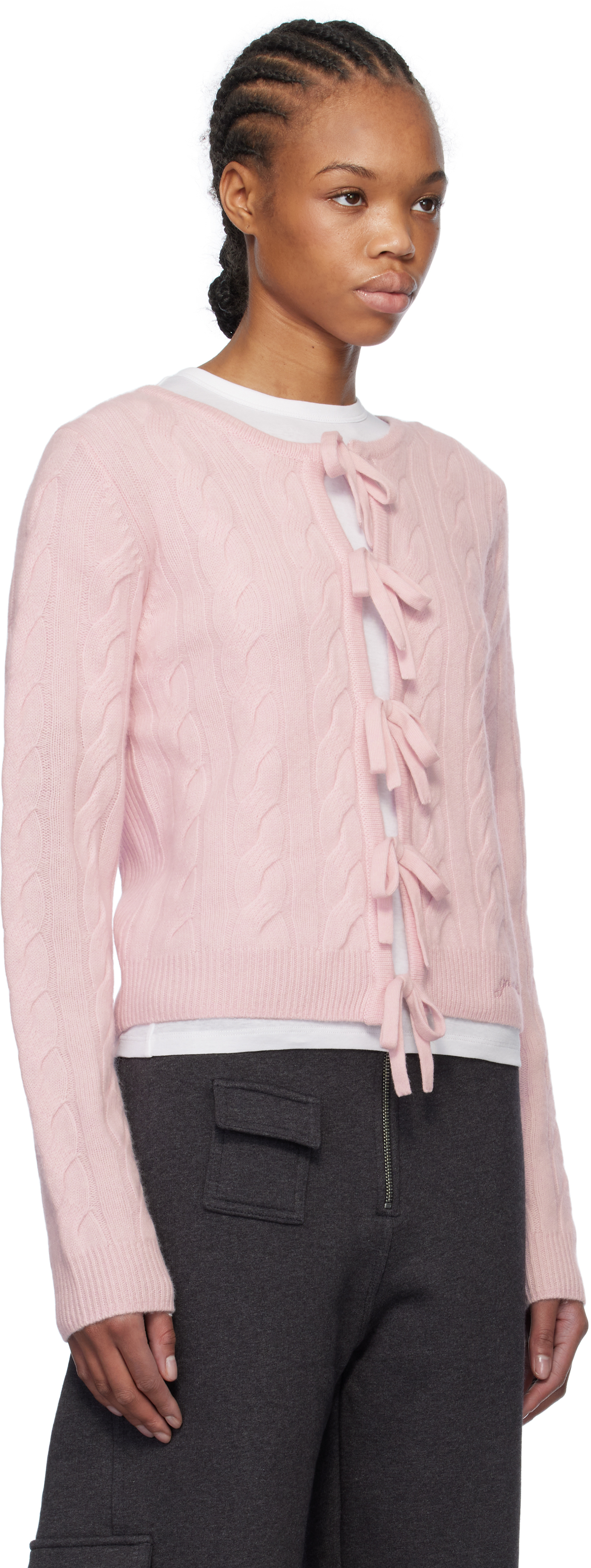 Ganni Cashmere Mix Tie-front Cardigan In 494 Mauve Chalk