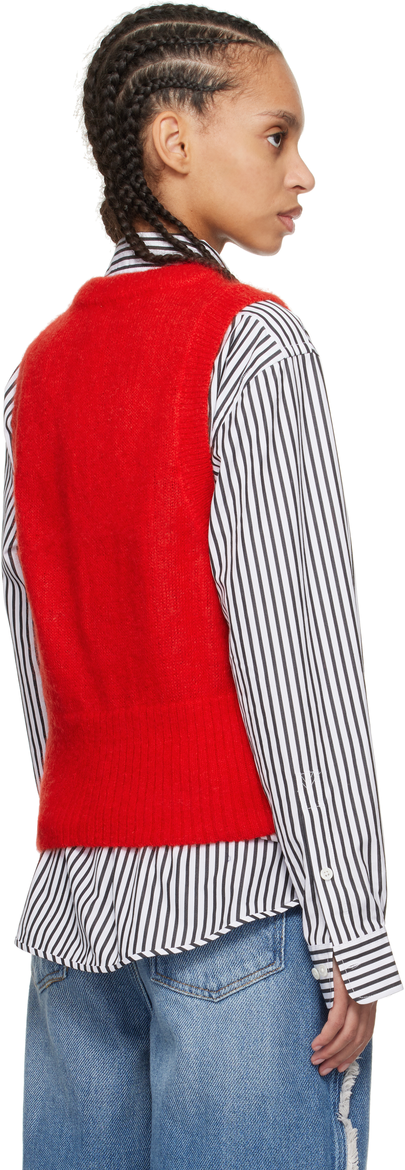 Ganni Red Tie String Vest In 474 Racing Red