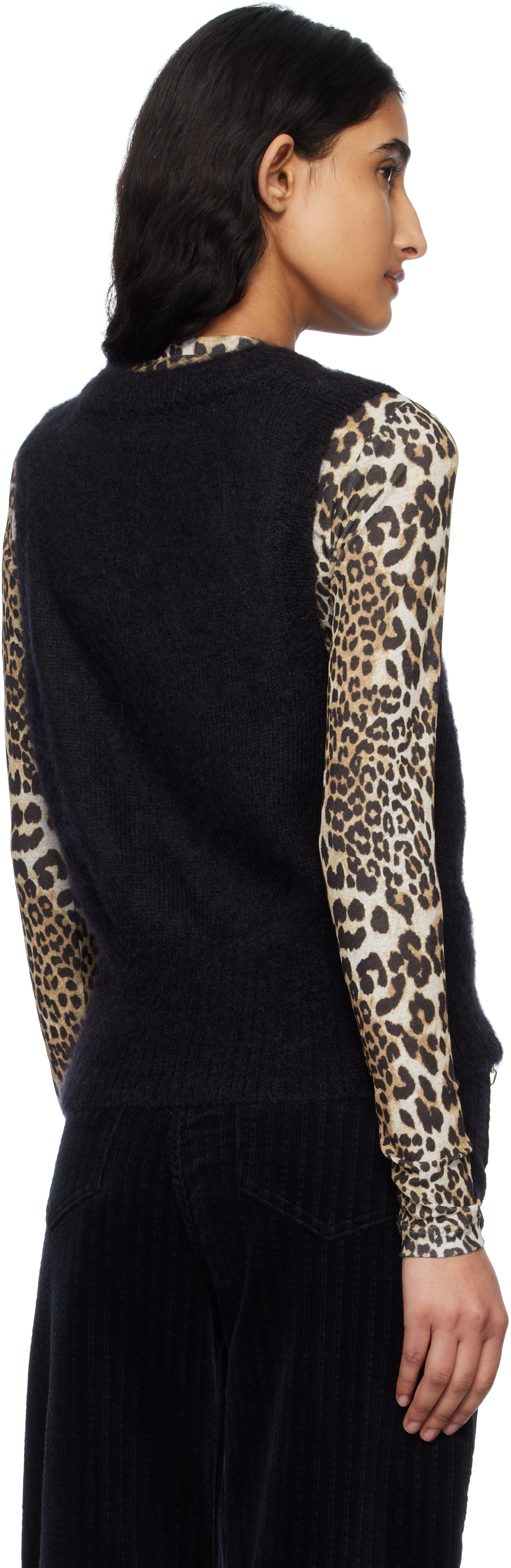 Ganni Black Tie String Vest In 099 Black