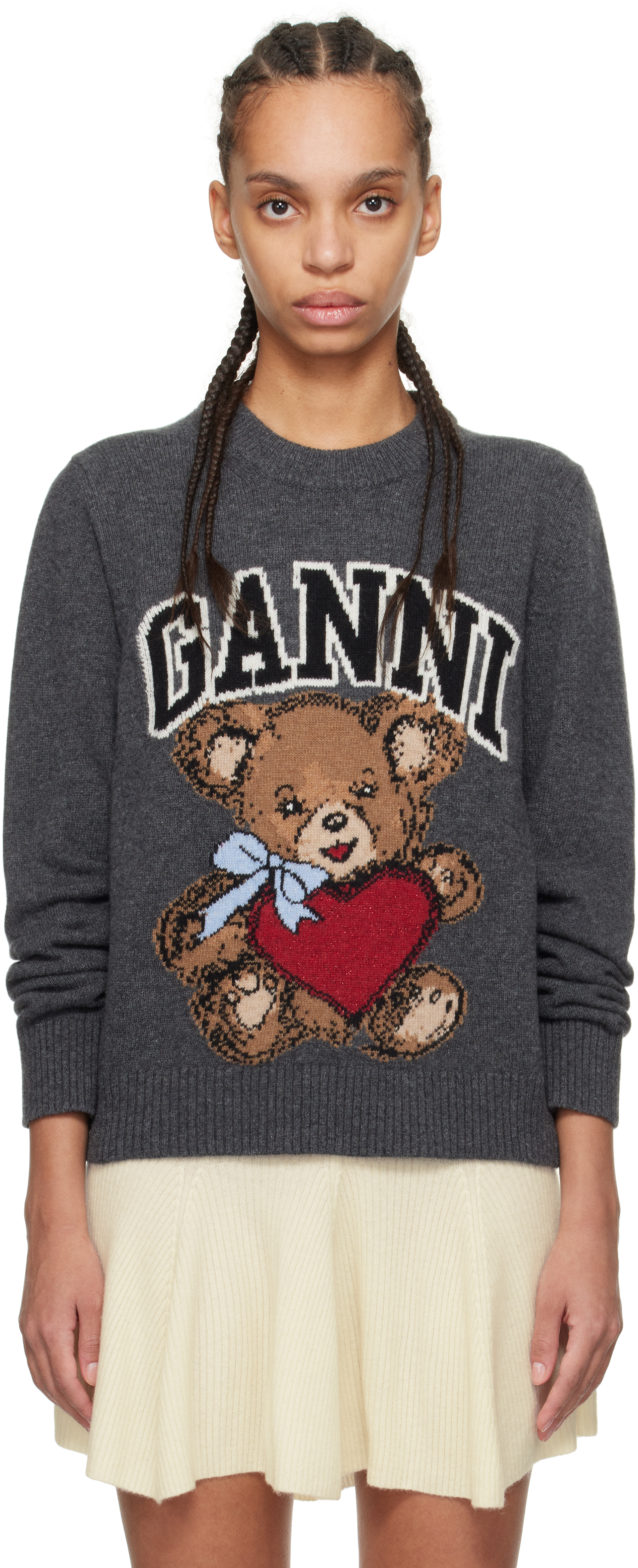 Gray Graphic Bear Sweater