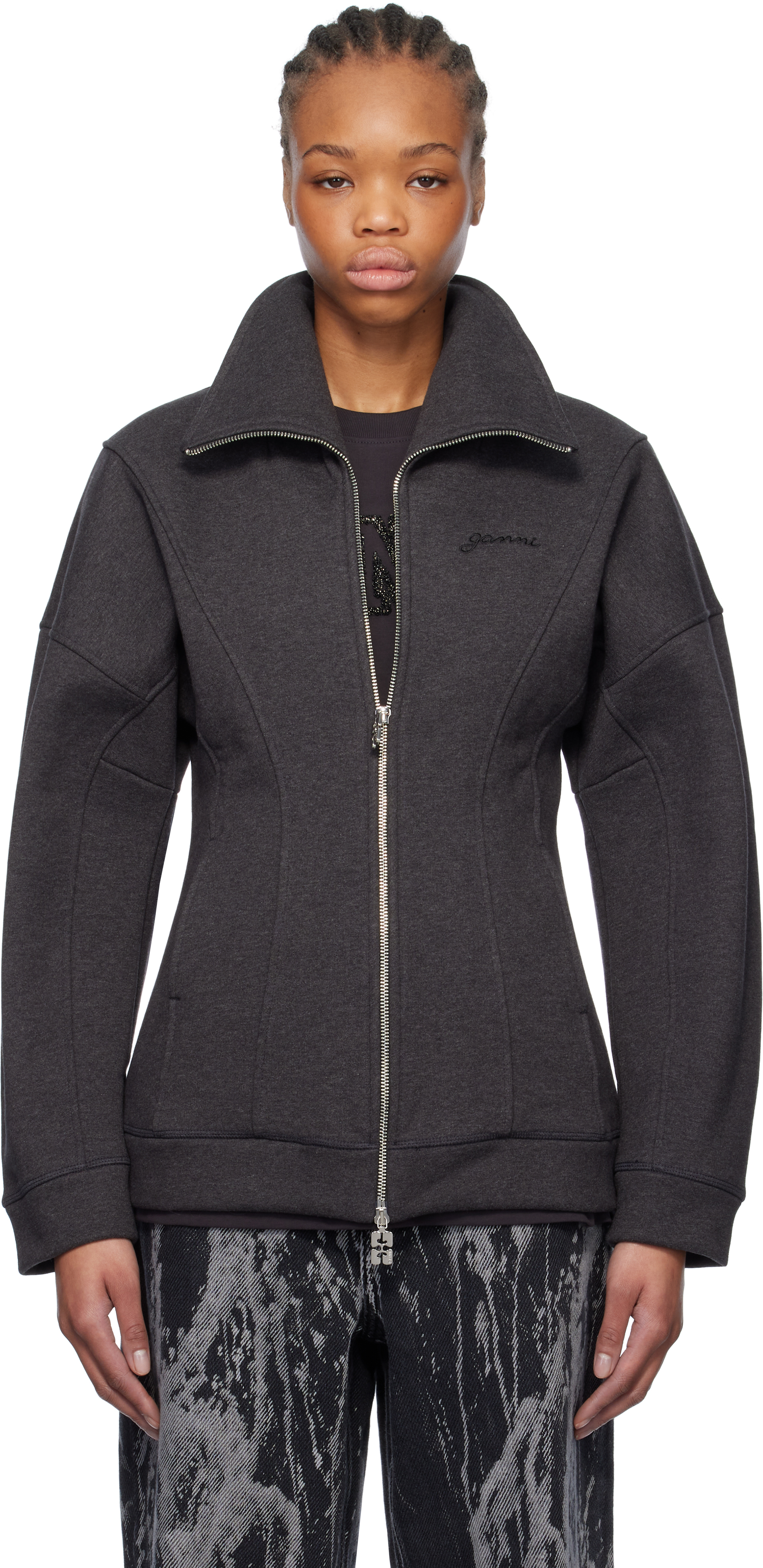 Gray Heavy Fleece Zip Up Jacket