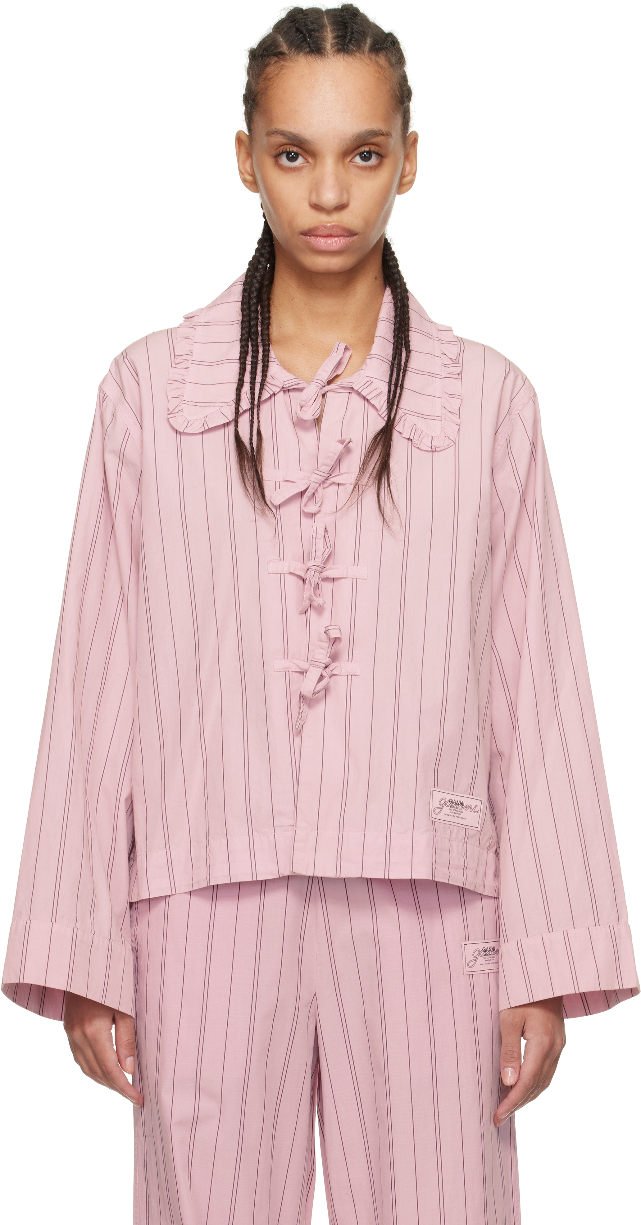 Pink Stripe Cotton Pyjama Shirt