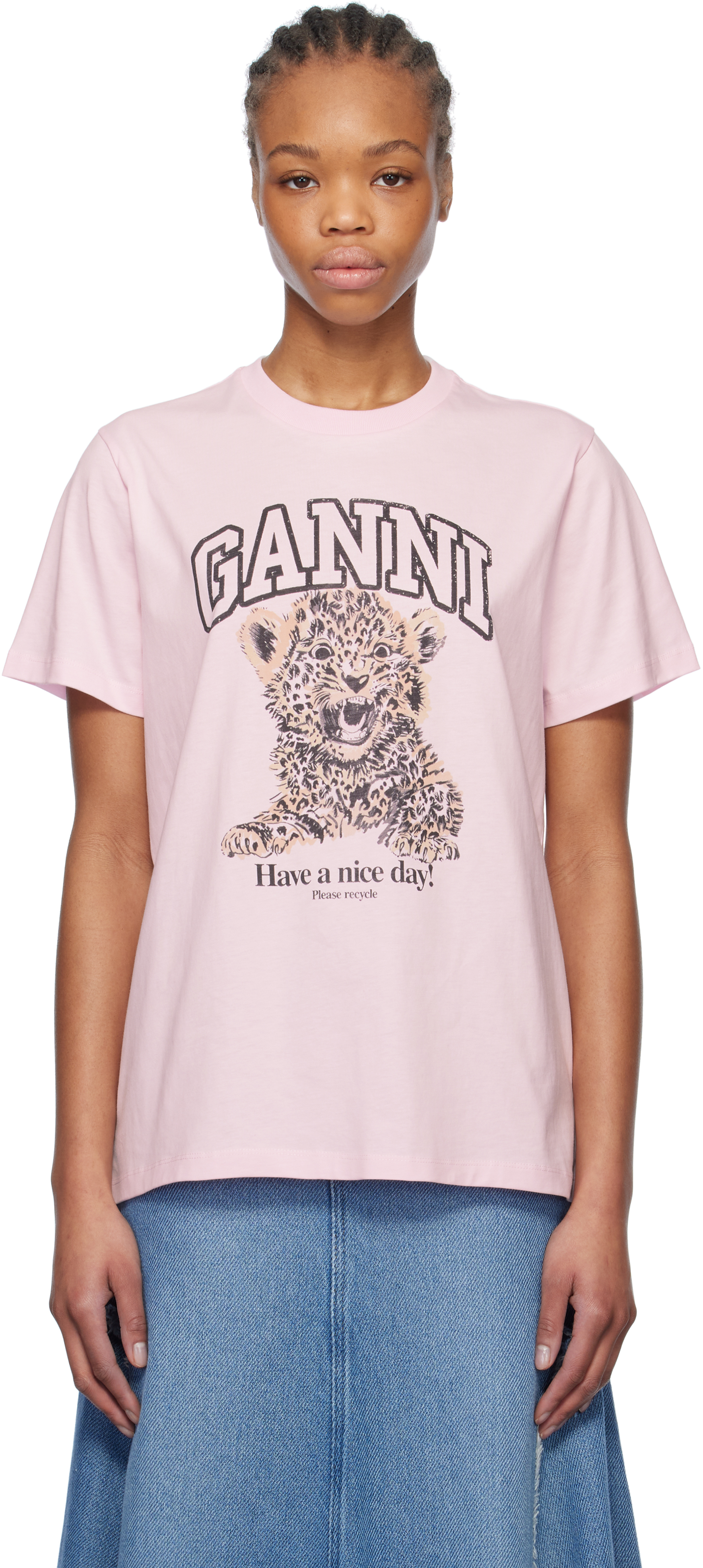 Pink Basic Jersey Leopard Relaxed T-shirt