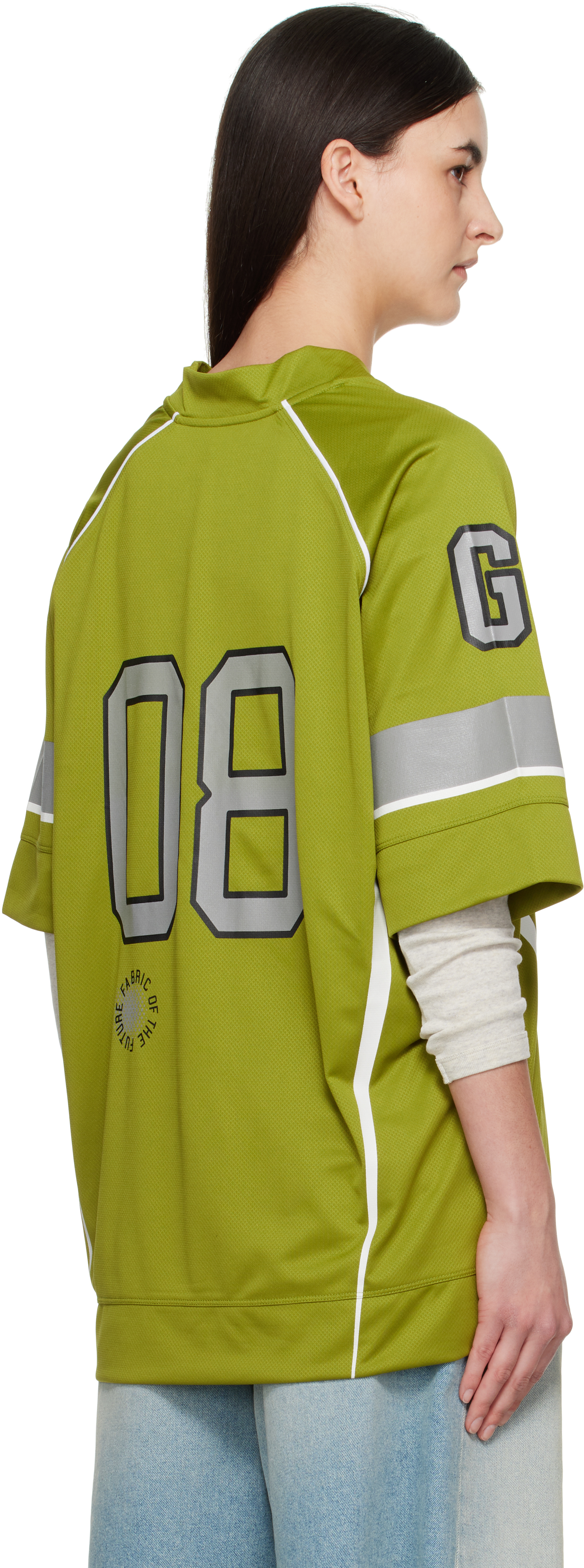 Ganni Green Future Mesh Oversized T-shirt In 324 Golden Cypress