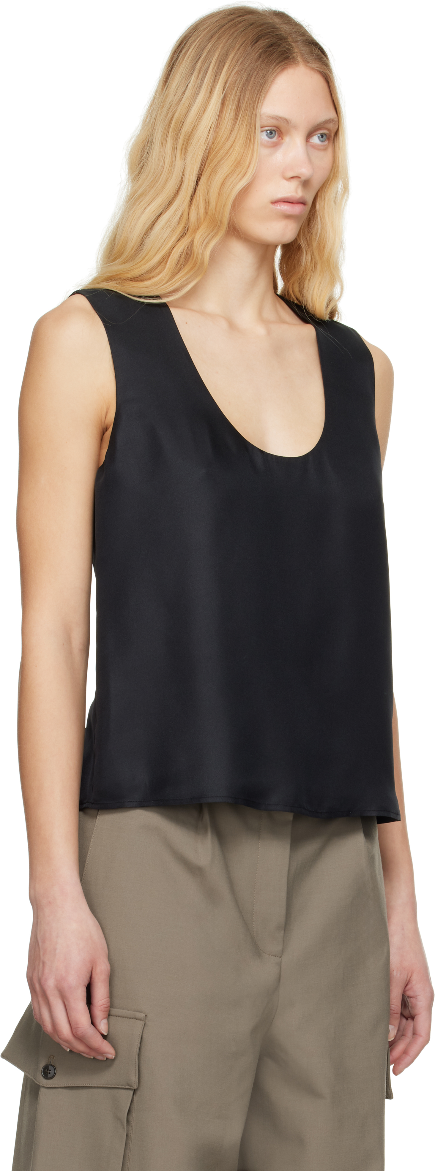 Shop Rohe Black Scoop-neck Silk Tank Top In 001_308 Black