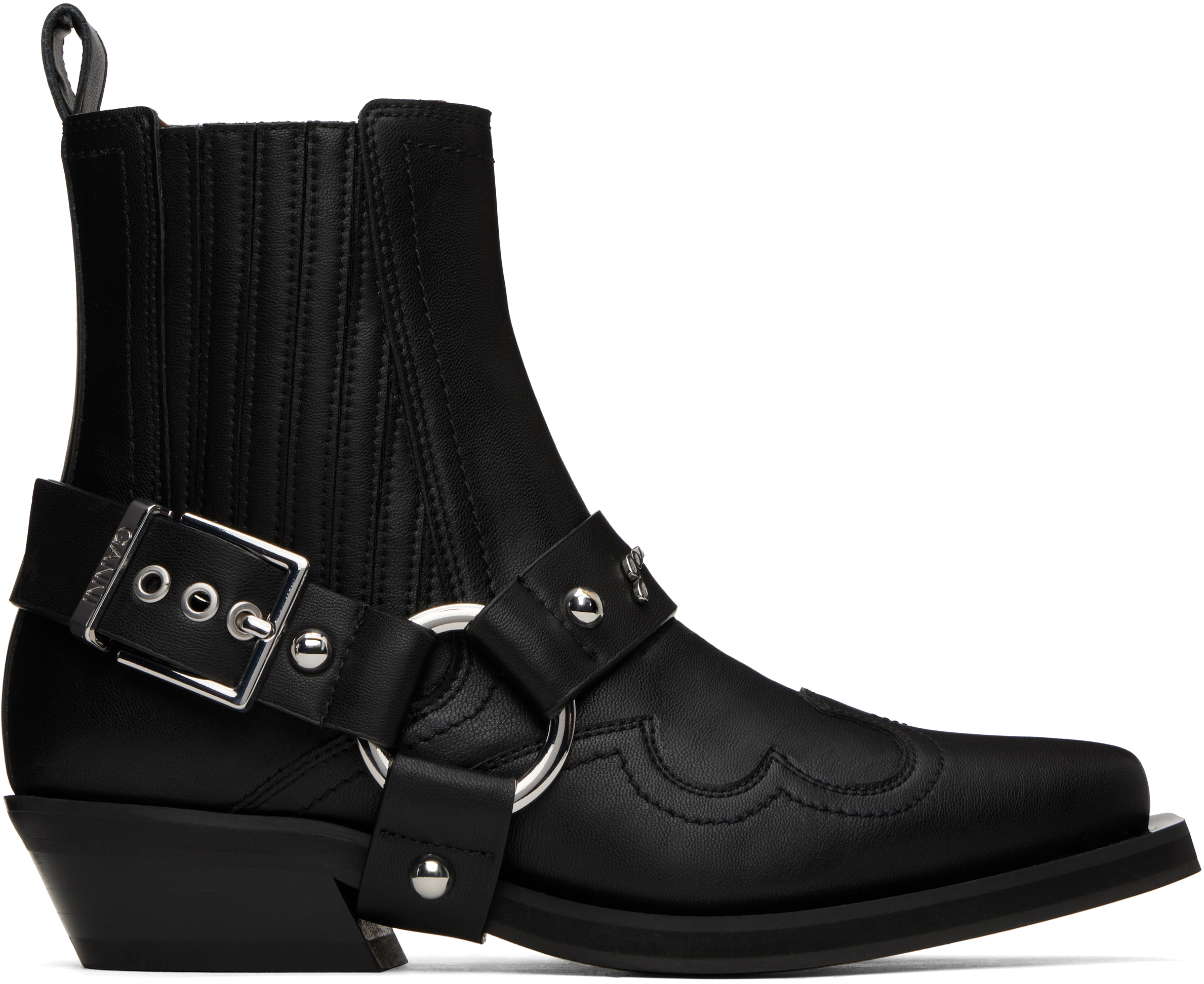 【GANNI】Black Low Cut Western Chelsea Boots Black Low Cut Western Chelsea Boots by GANNI on Sale