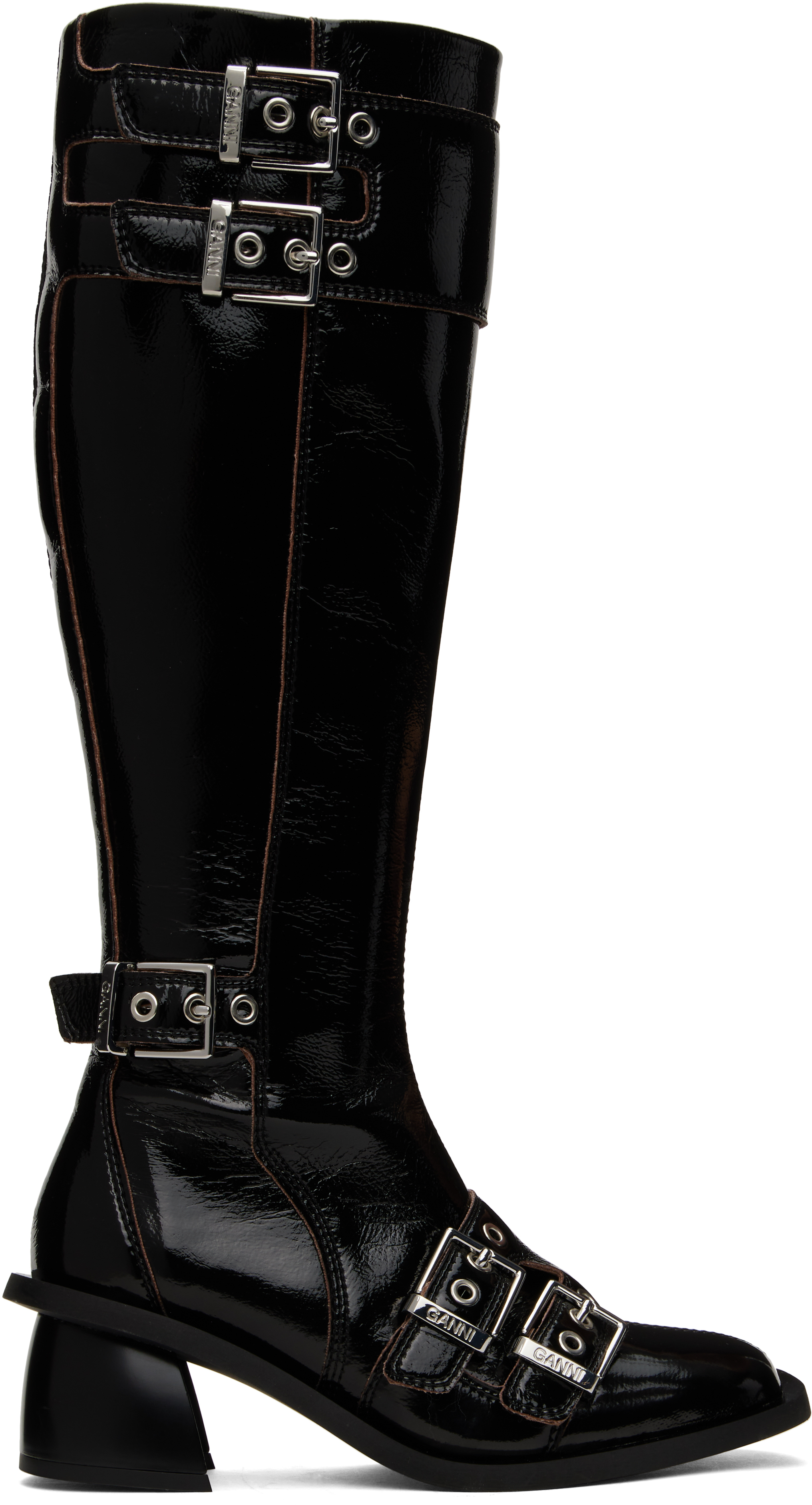 【関税込み】GANNI ブラック Feminine Buckle ロングブーツ GANNIのブラック Feminine Buckle ロングブーツがセール中