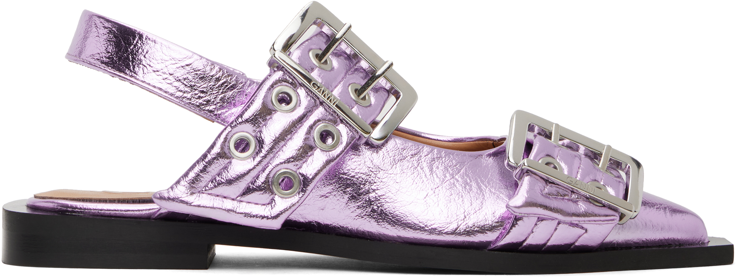 Purple Feminine Buckle Flats