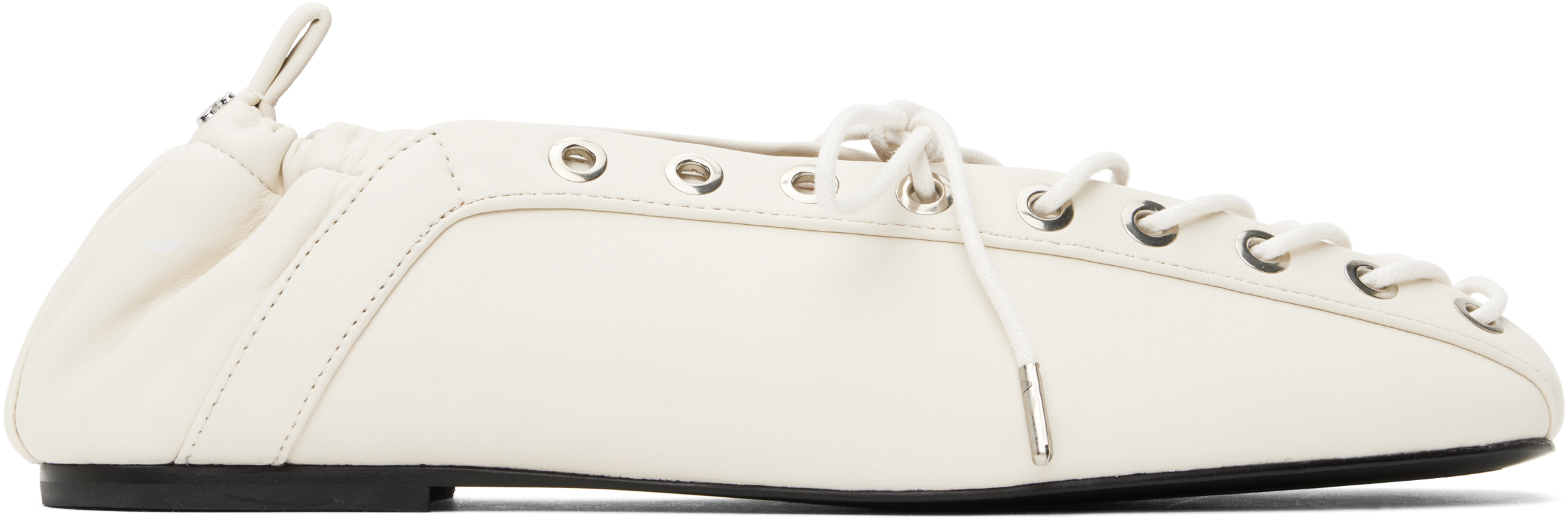 Off-White Lace-Up Ballerina Flats