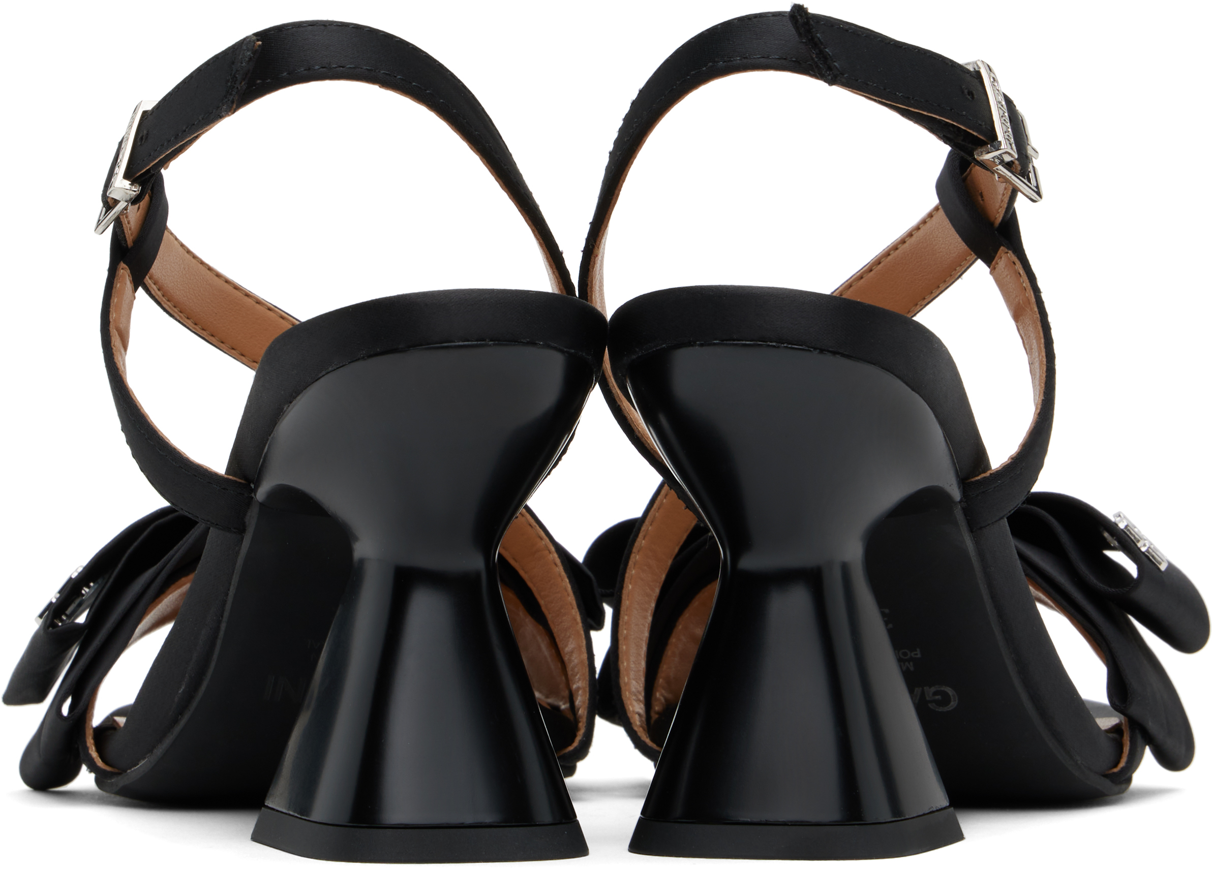 Ganni Black Big Bow High Heeled Sandals In 099 Black