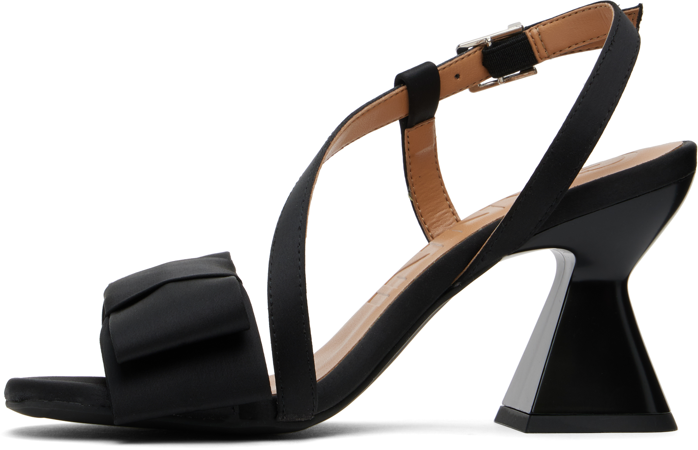 Ganni Black Big Bow High Heeled Sandals In 099 Black