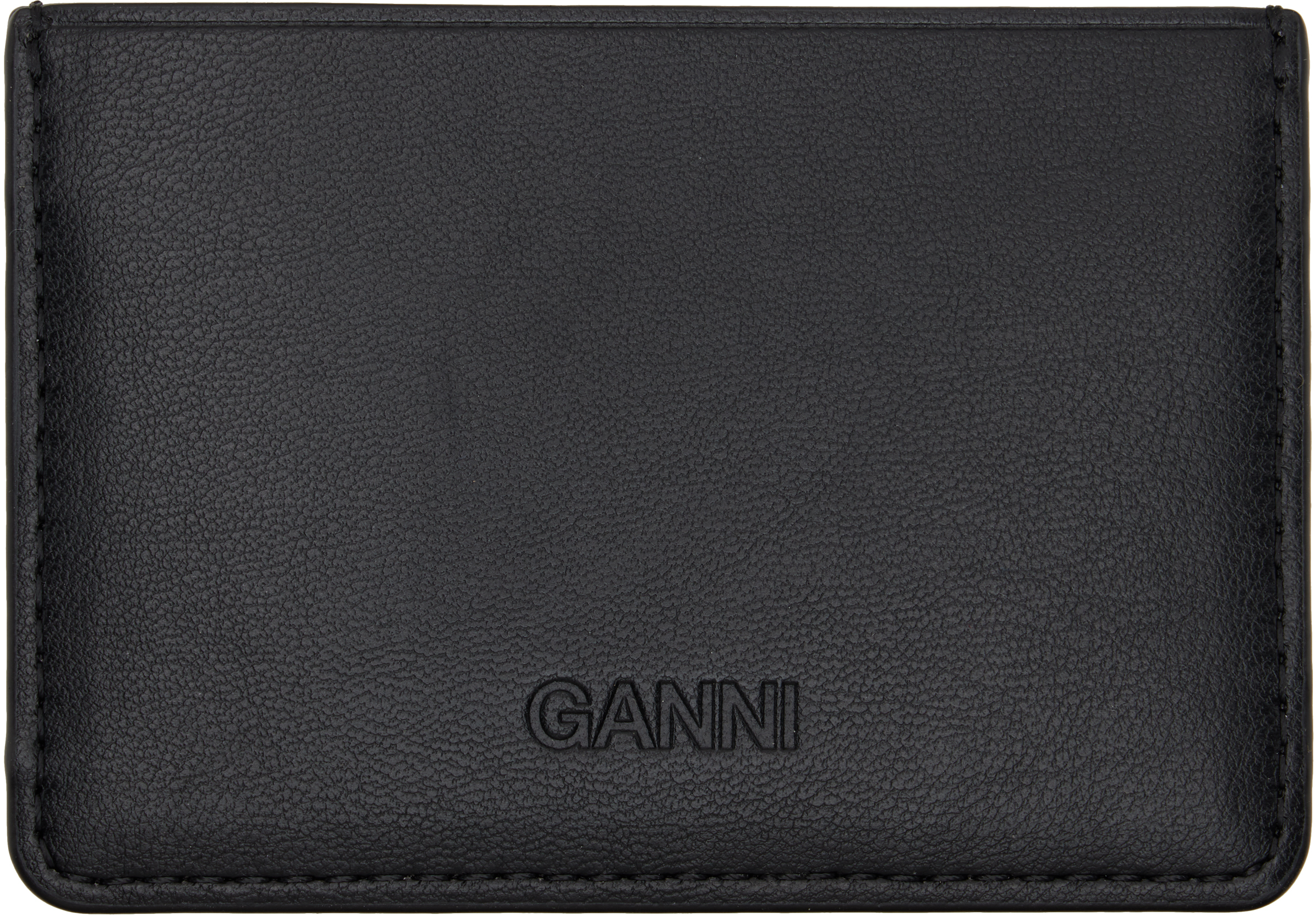 Ganni Black Bou Card Holder In Black