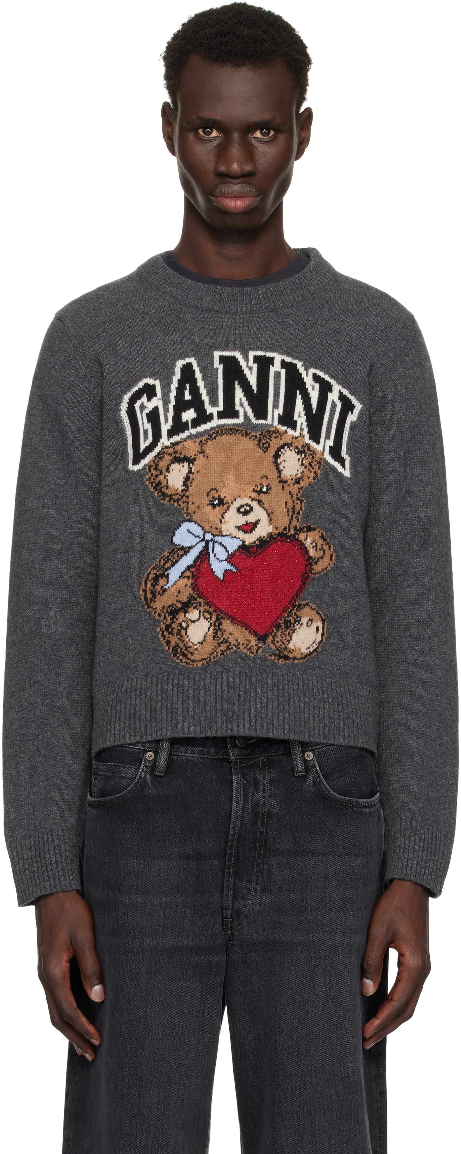 Gray Graphic Bear Sweater
