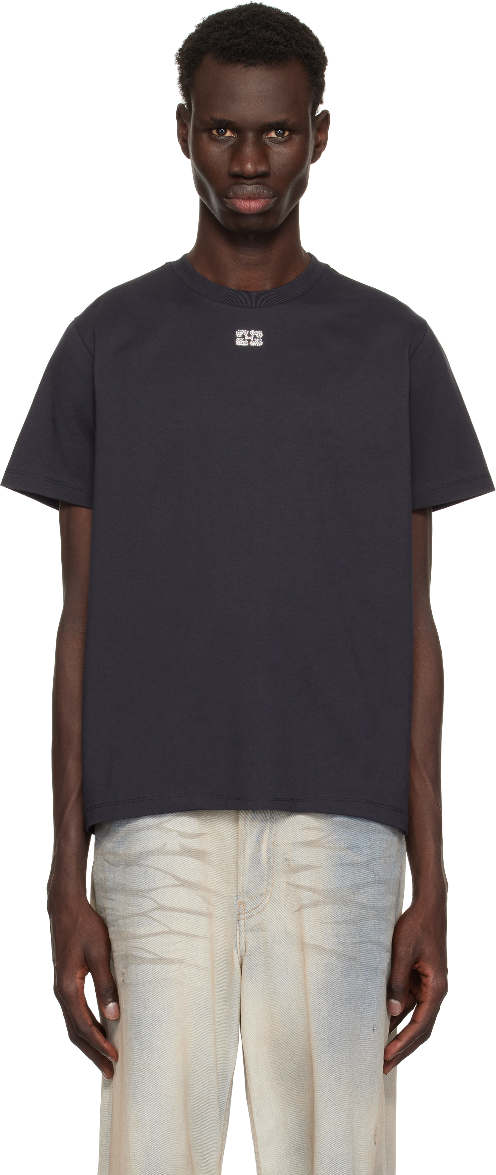 【新品未使用・正規品】GANNI ラインストーンTシャツ GANNIのブラック リラックス ラインストーン Tシャツがセール中