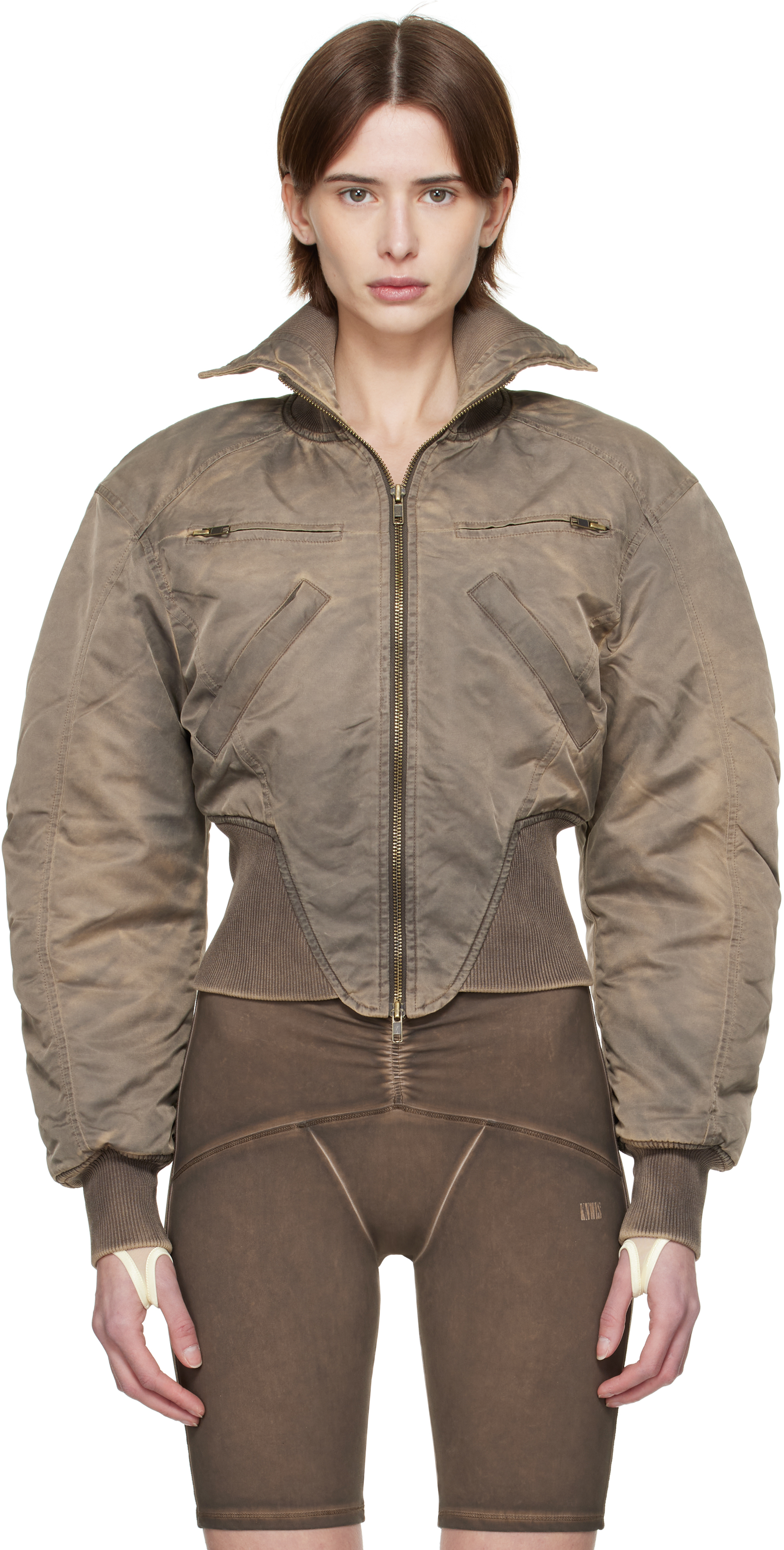 Knwls Taupe M-claw Bomber Jacket In Black