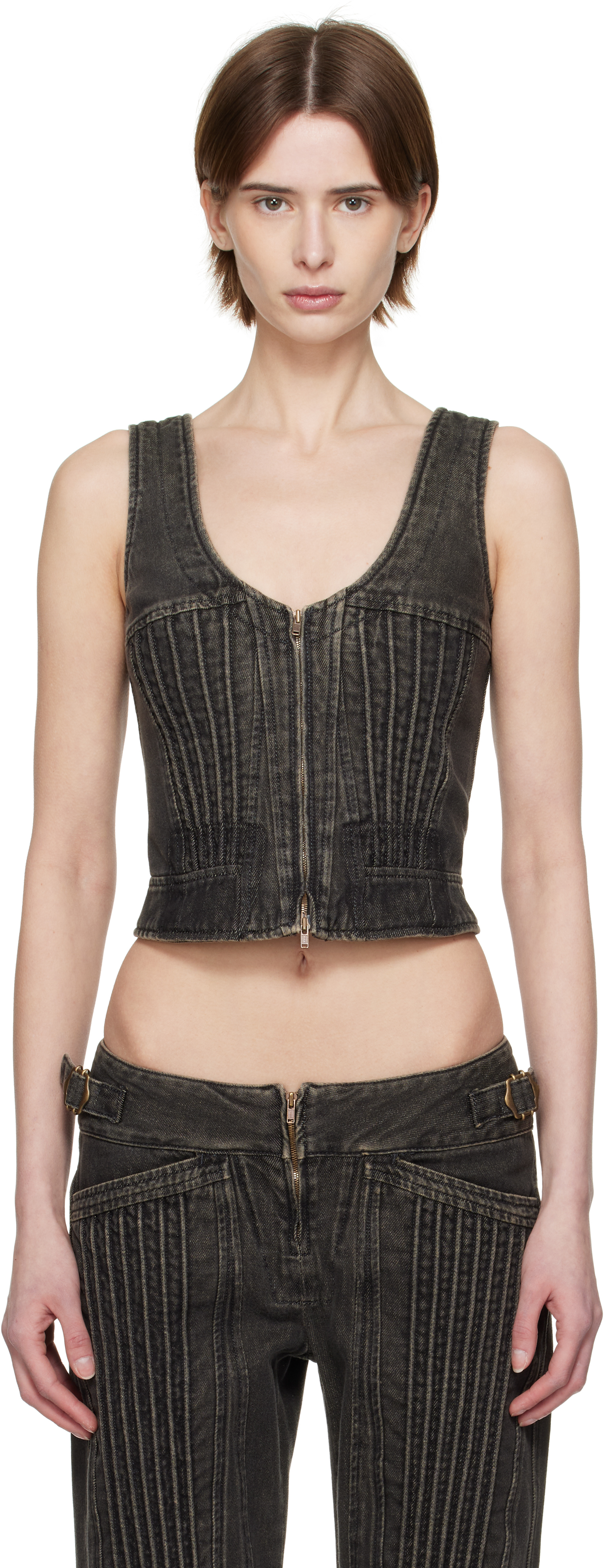 Black Corded Denim Corset