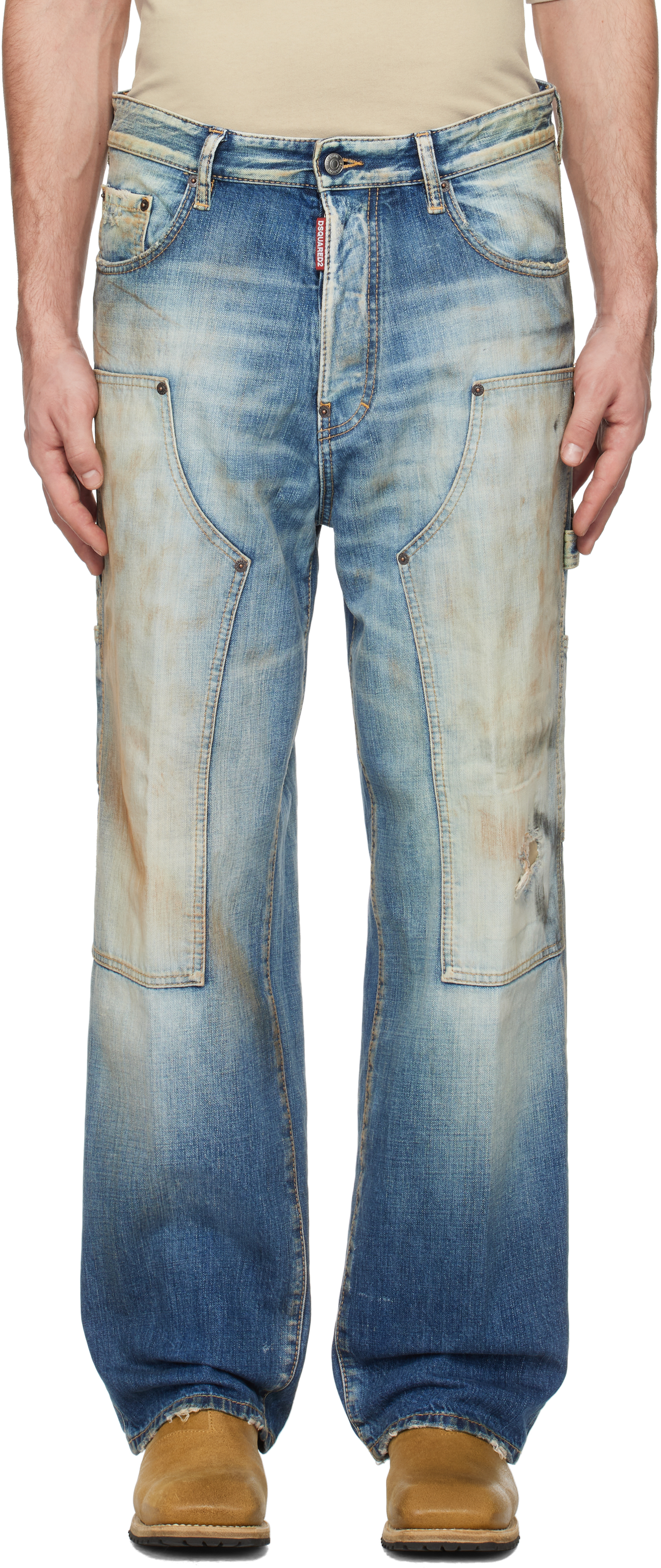 Blue Medium Rusty Nail Wash Loose Carpenter Jeans