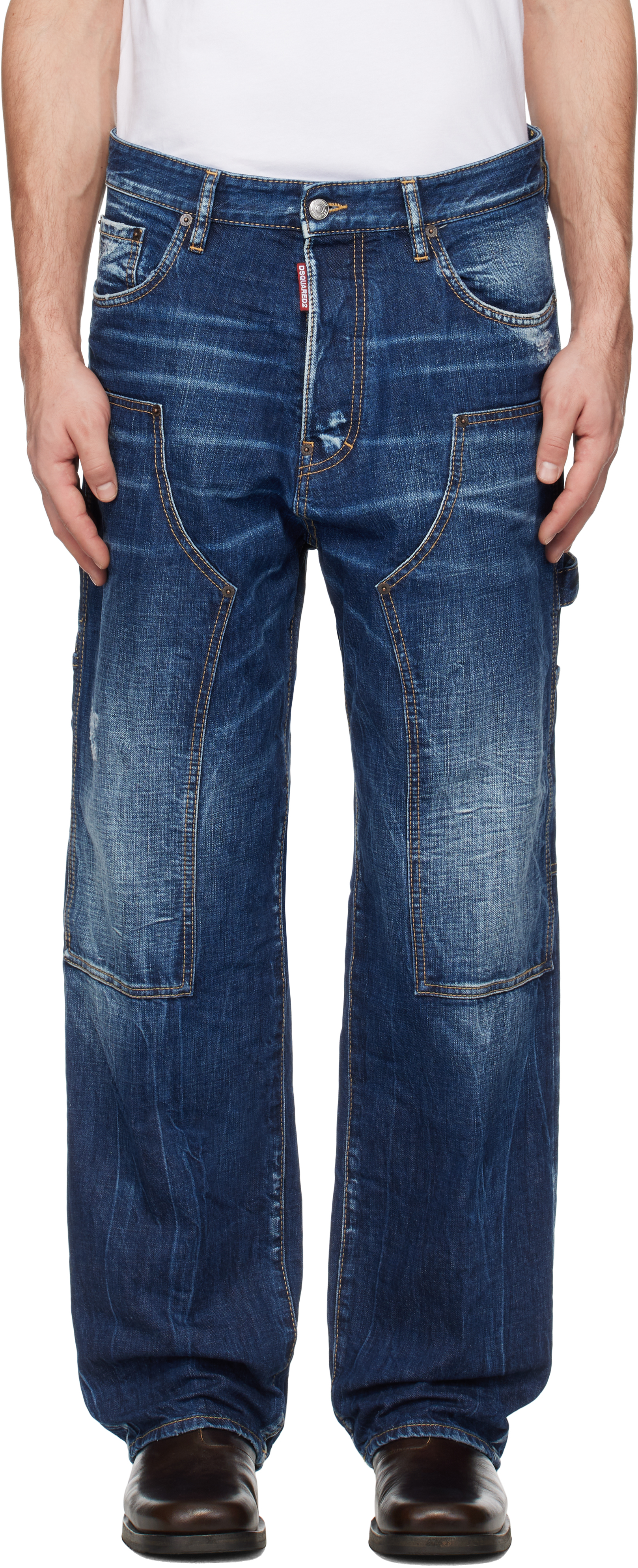 Blue Dark Semplice Loose Carpenter Jeans