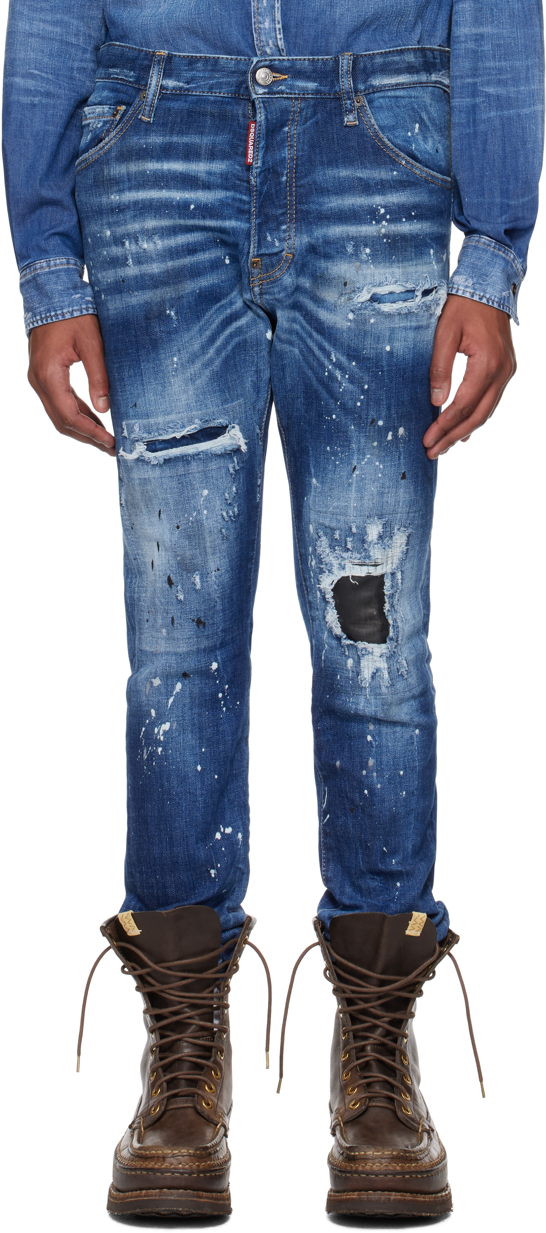 Blue Medium Ripped Wash Cool Guy Jeans by Dsquared2 on Sale Blue Medium Ripped Wash Cool Guy Jeans by Dsquared2 on Sale