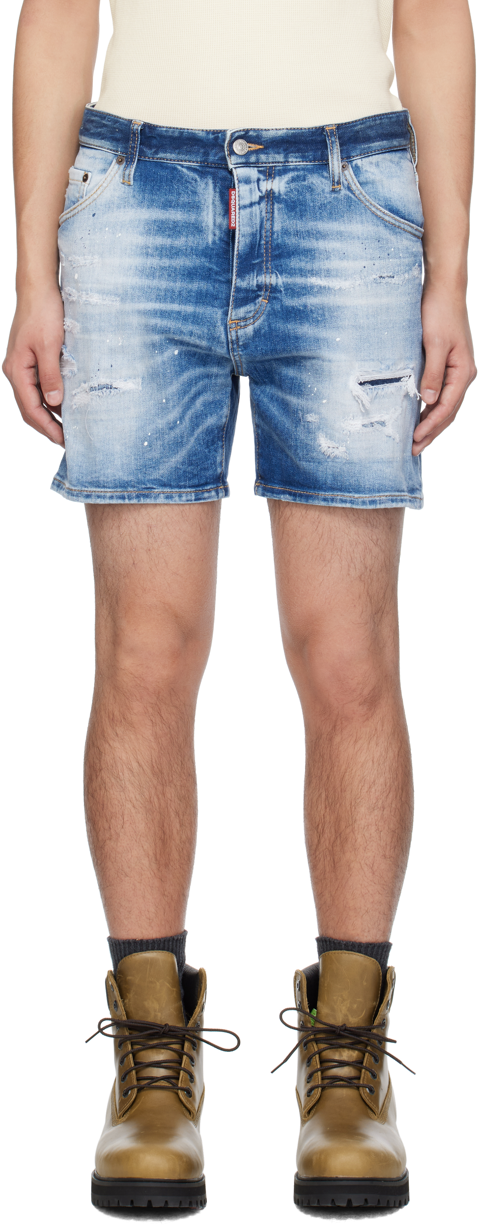 Blue Light Scarface Wash Bro Denim Shorts