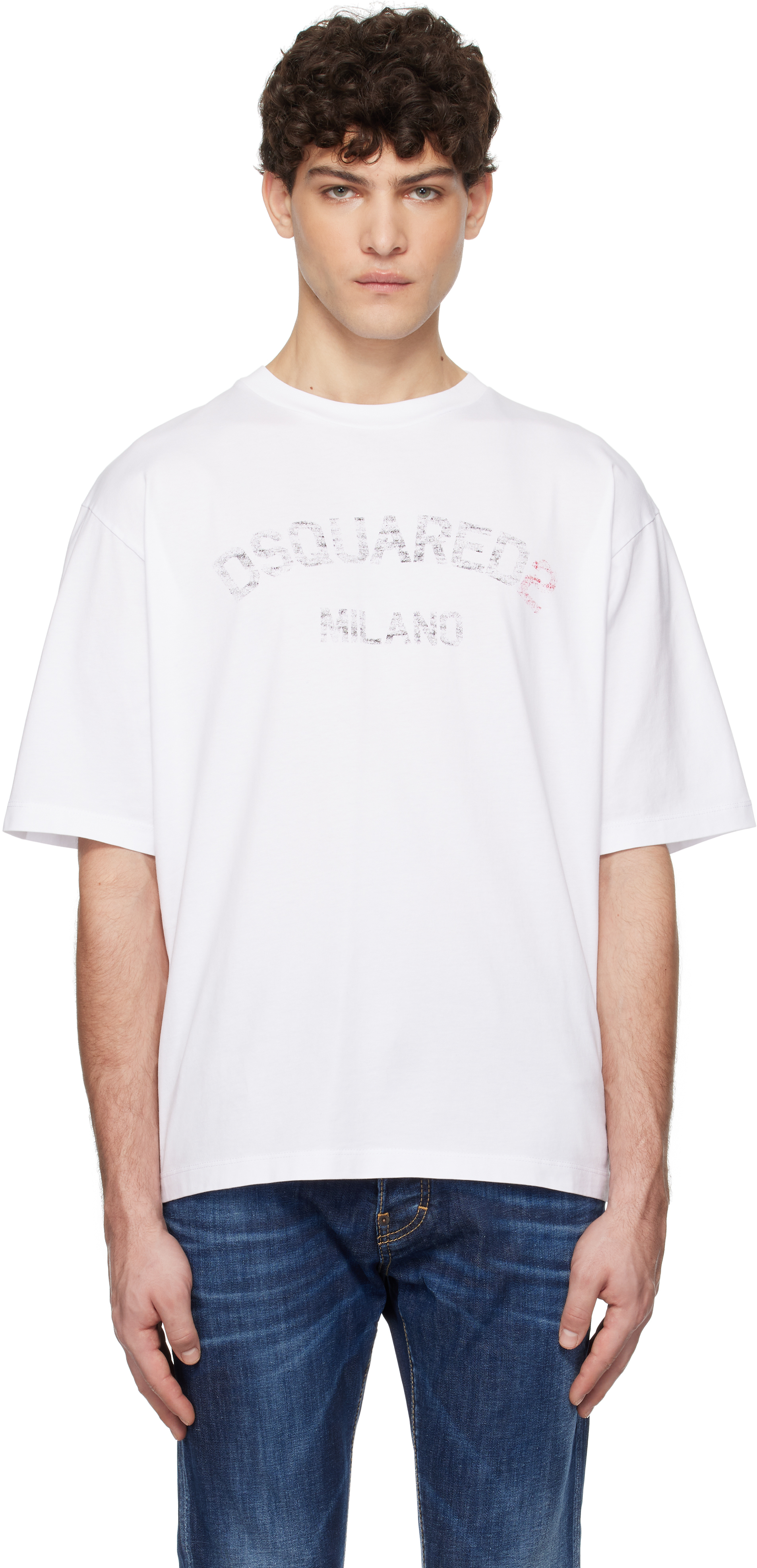 White Loose Fit Faded Logo T-shirt