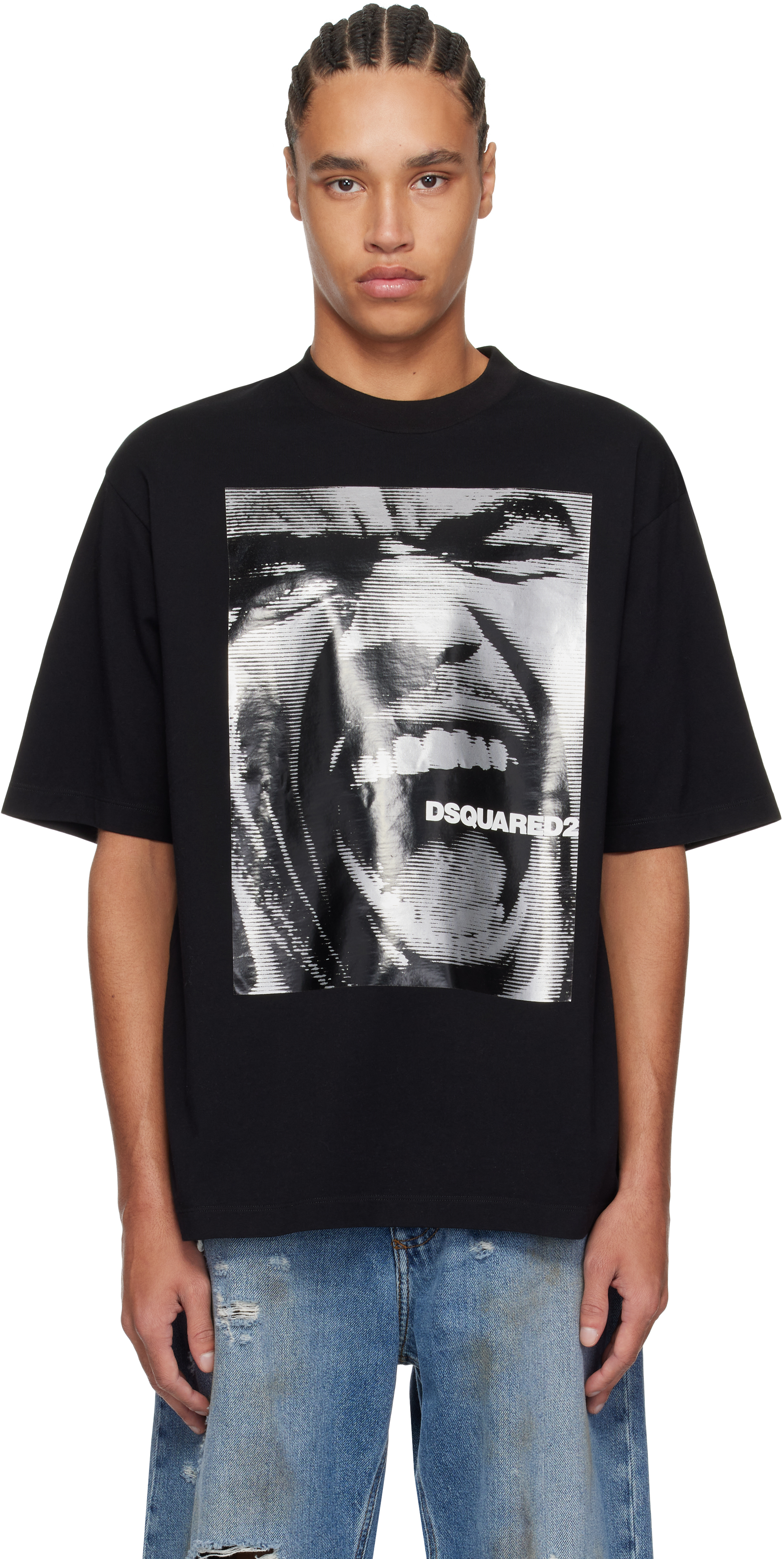 Dsquared2のブラック ルーズフィット Tシャツがセール中