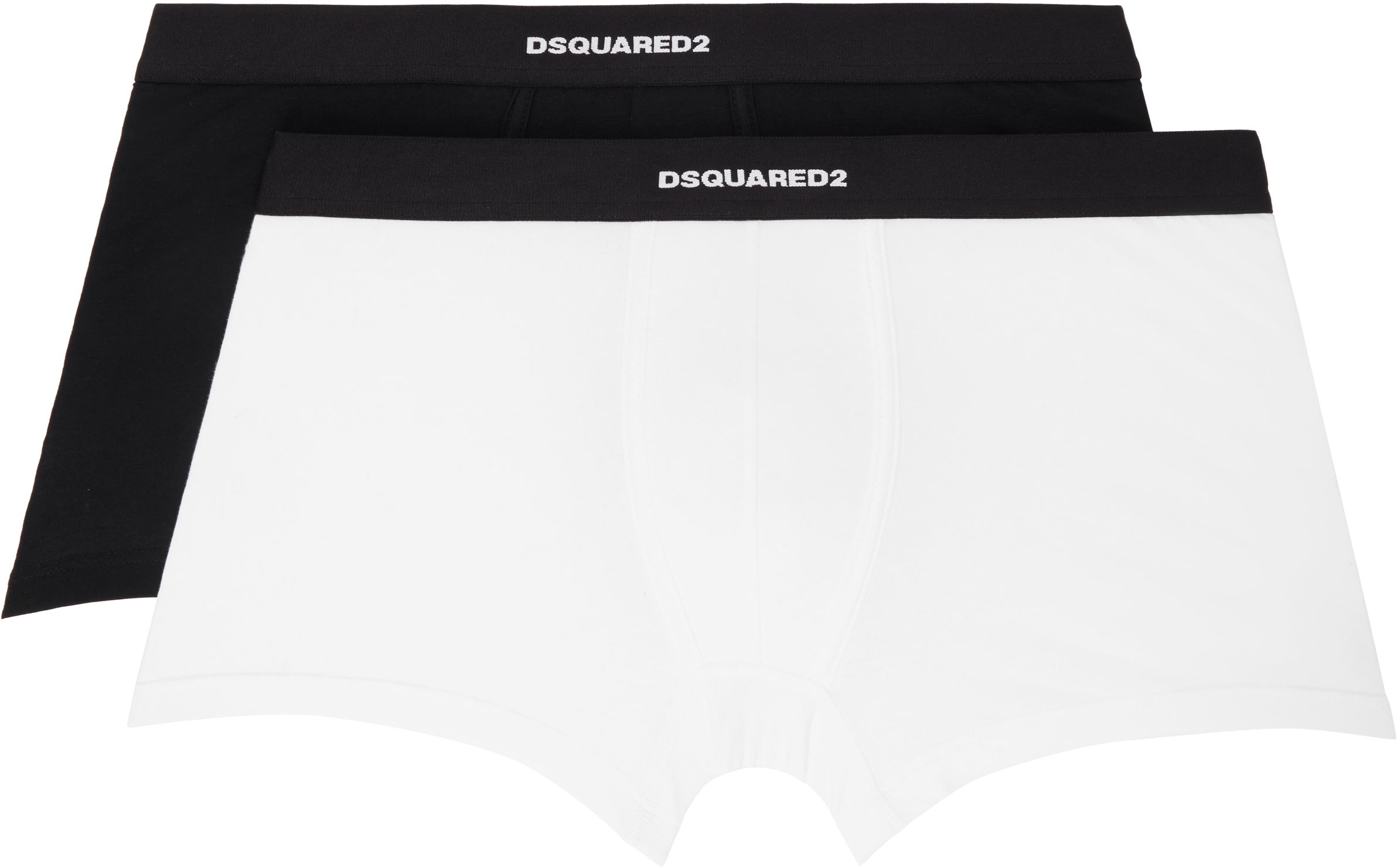 Two-Pack Black 
White Stretch Cotton Boxer Briefs