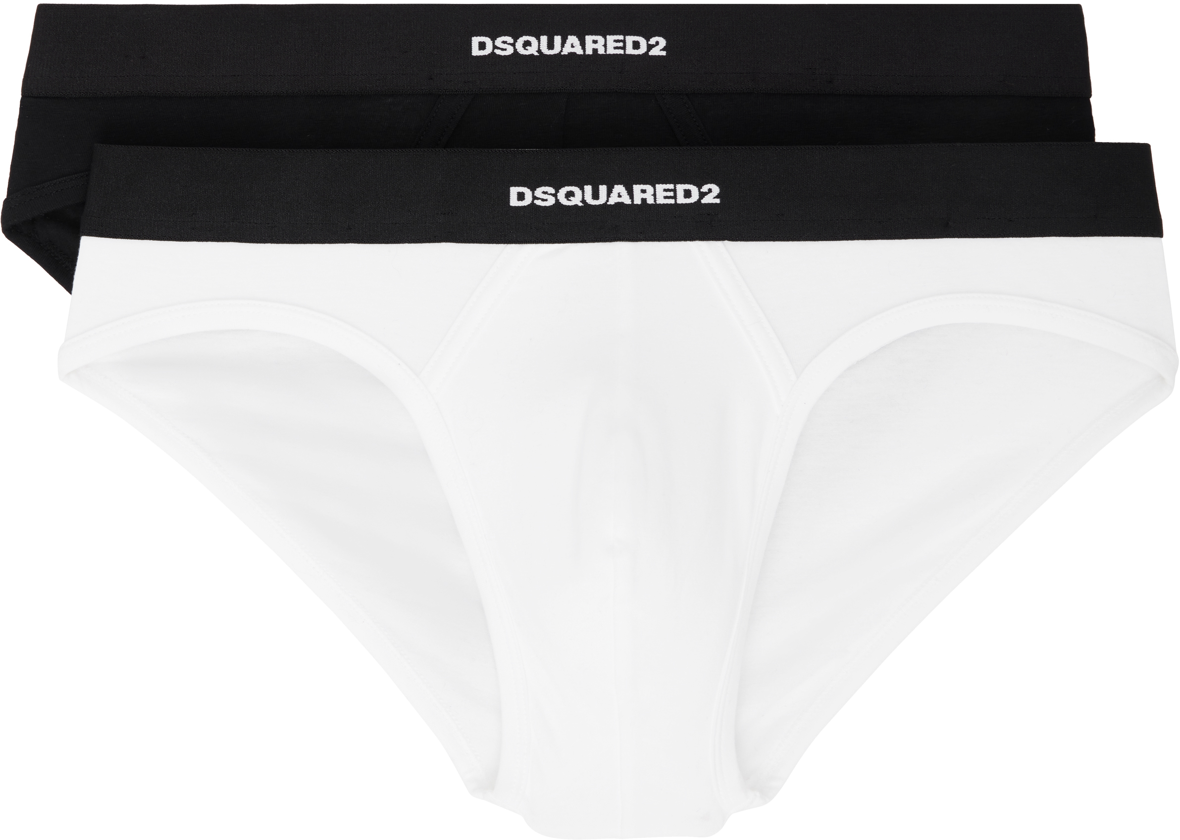 Two-Pack Black 
White Stretch Cotton Briefs