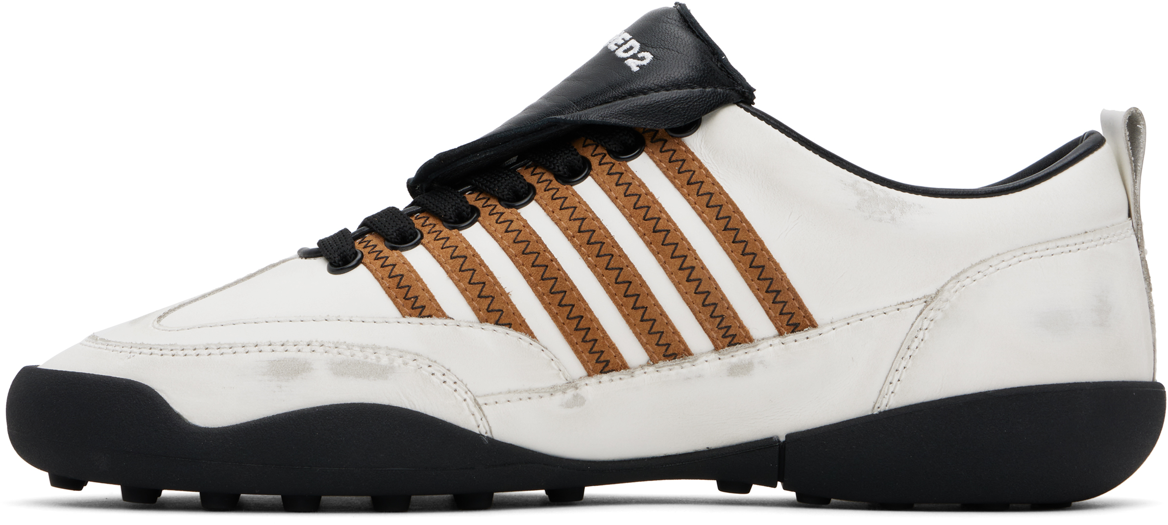 Dsquared2 Boxer Sneakers In Bianco Sporco+ocra
