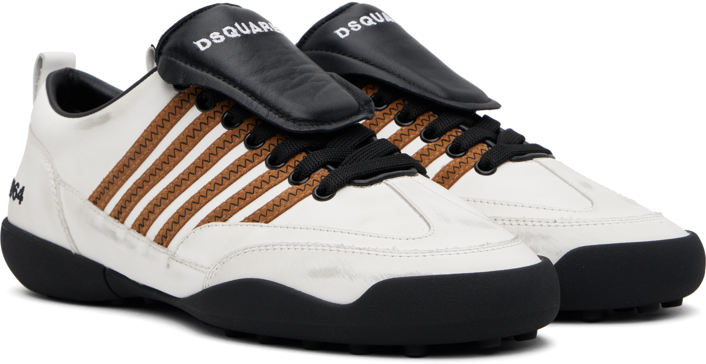 Dsquared2 Boxer Sneakers In Bianco Sporco+ocra