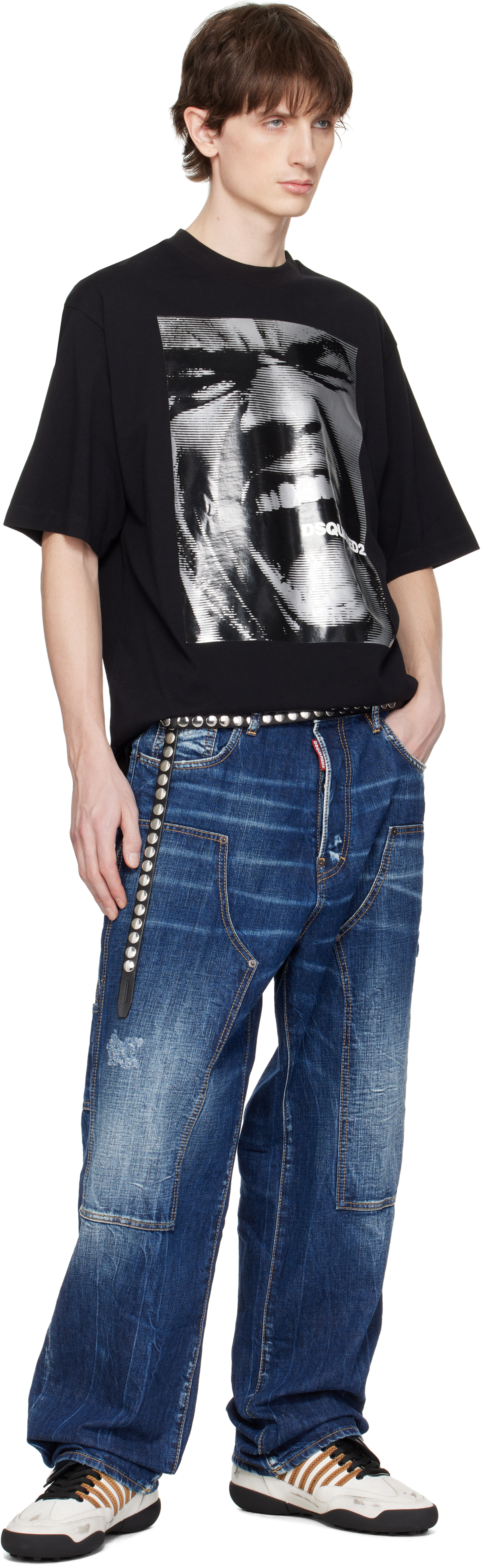 Dsquared2 Boxer Sneakers In Bianco Sporco+ocra