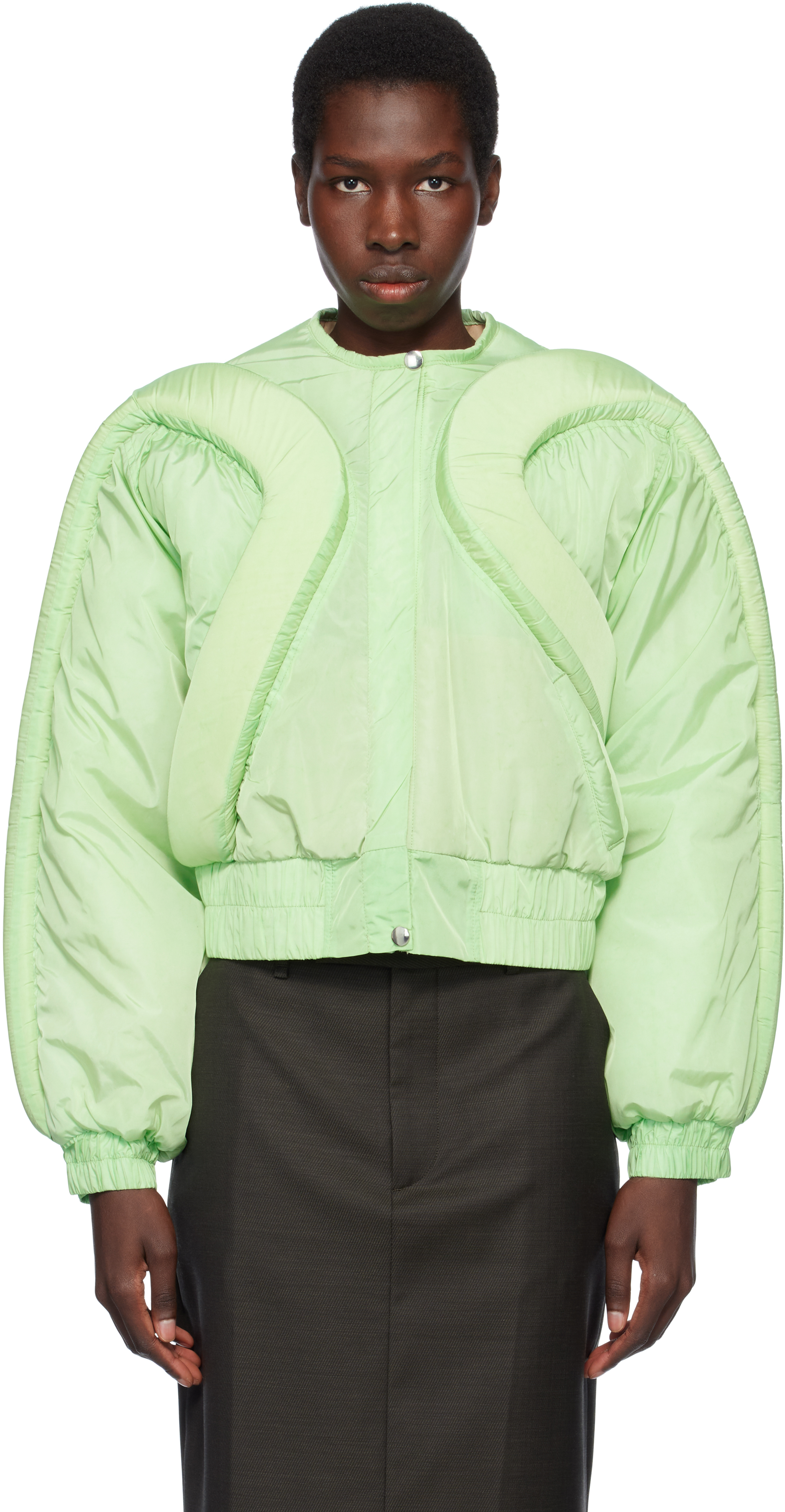 Green 3D Parametric Bomber Jacket