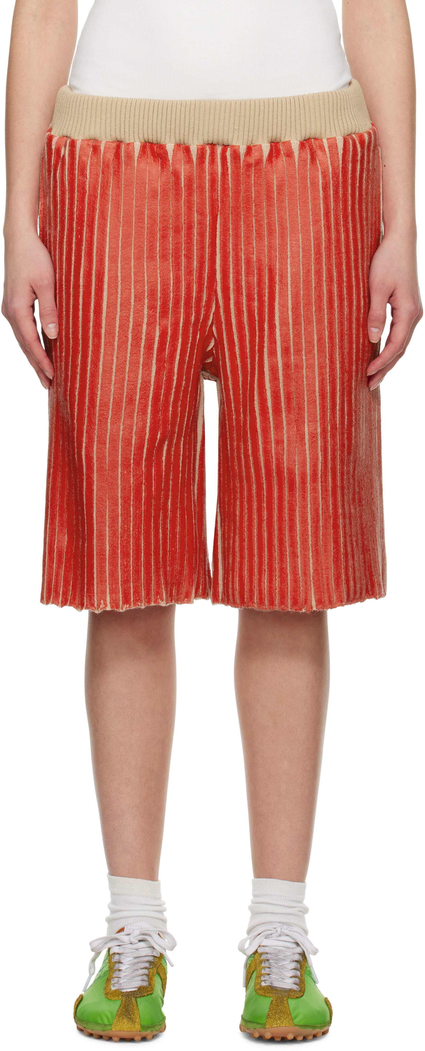 Stanley Raffington Ssense Exclusive Red Ribbed Shorts In Red