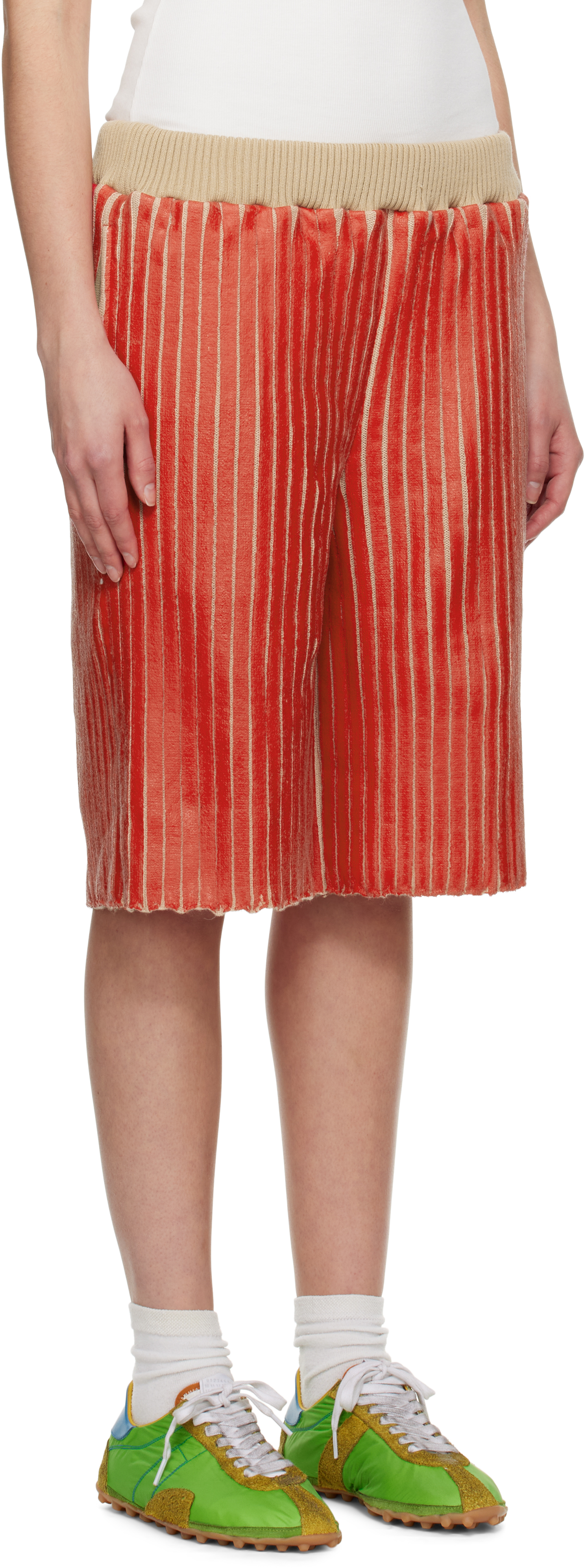 Stanley Raffington Ssense Exclusive Red Ribbed Shorts In Red