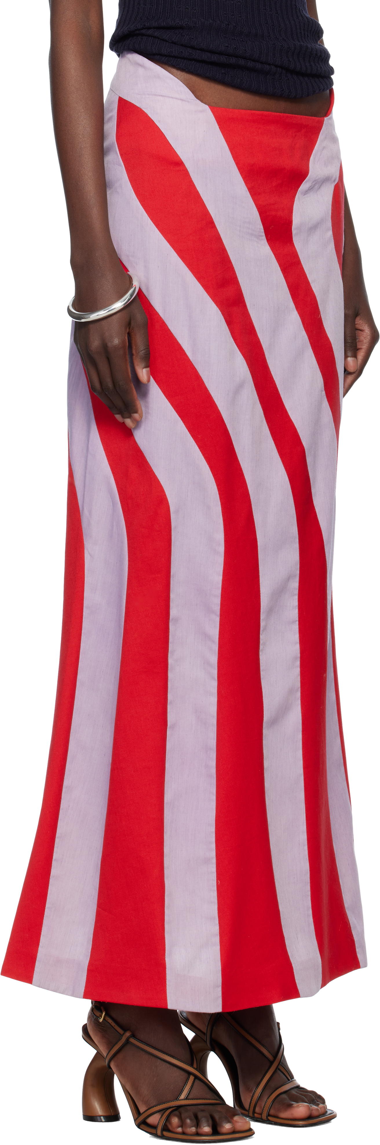Stanley Raffington Red & Blue Parametric Maxi Skirt In Mutli - Red/blue
