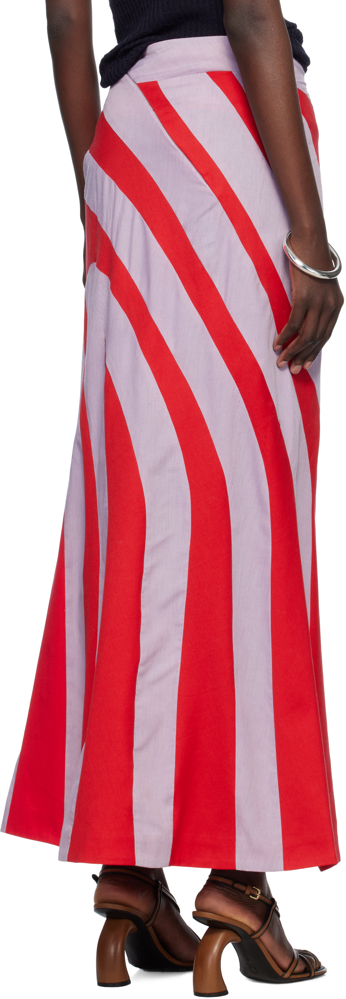 Stanley Raffington Red & Blue Parametric Maxi Skirt In Mutli - Red/blue
