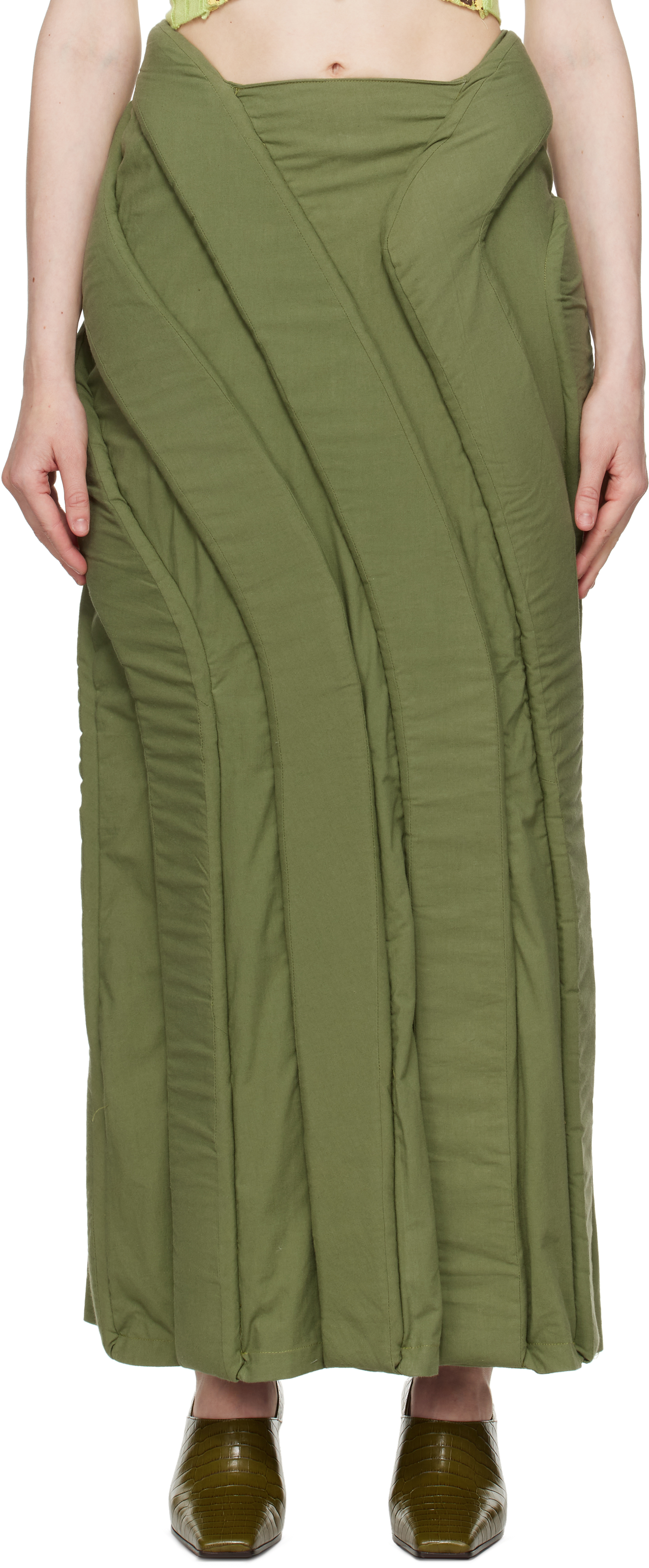 Stanley Raffington Green 3d Parametric Maxi Skirt