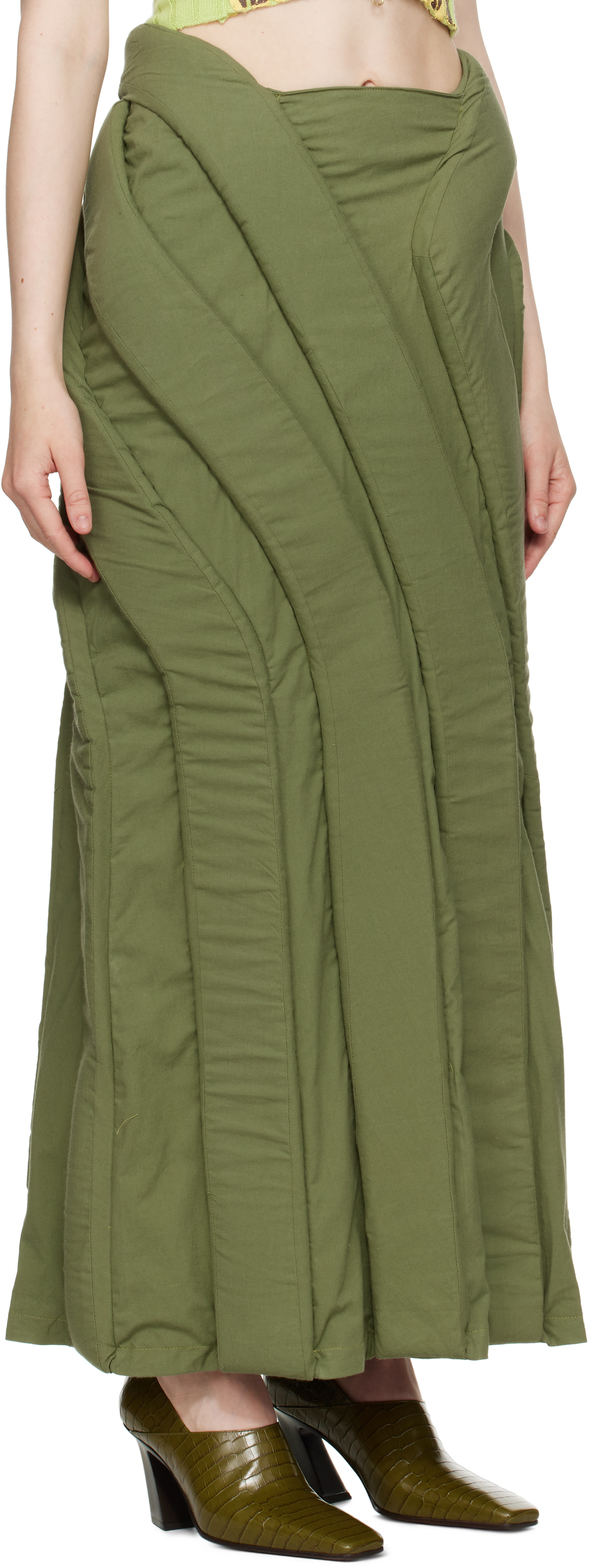 Stanley Raffington Green 3d Parametric Maxi Skirt