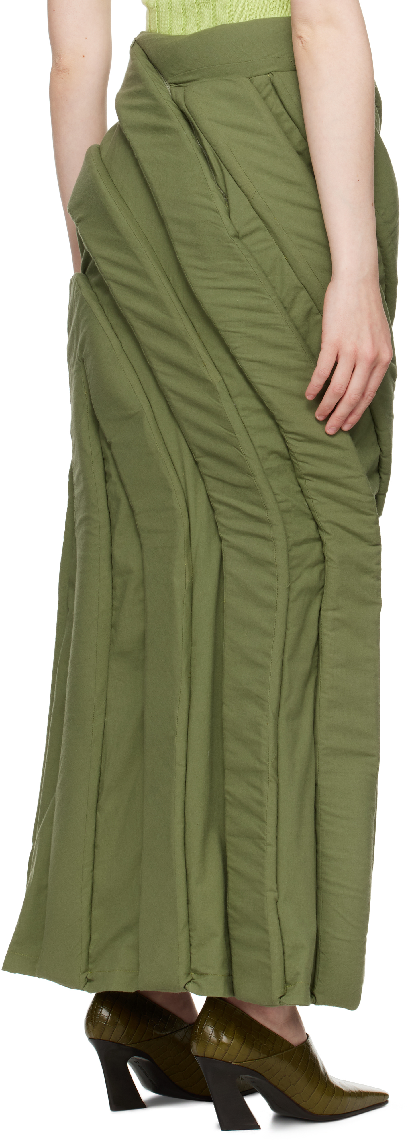 Stanley Raffington Green 3d Parametric Maxi Skirt