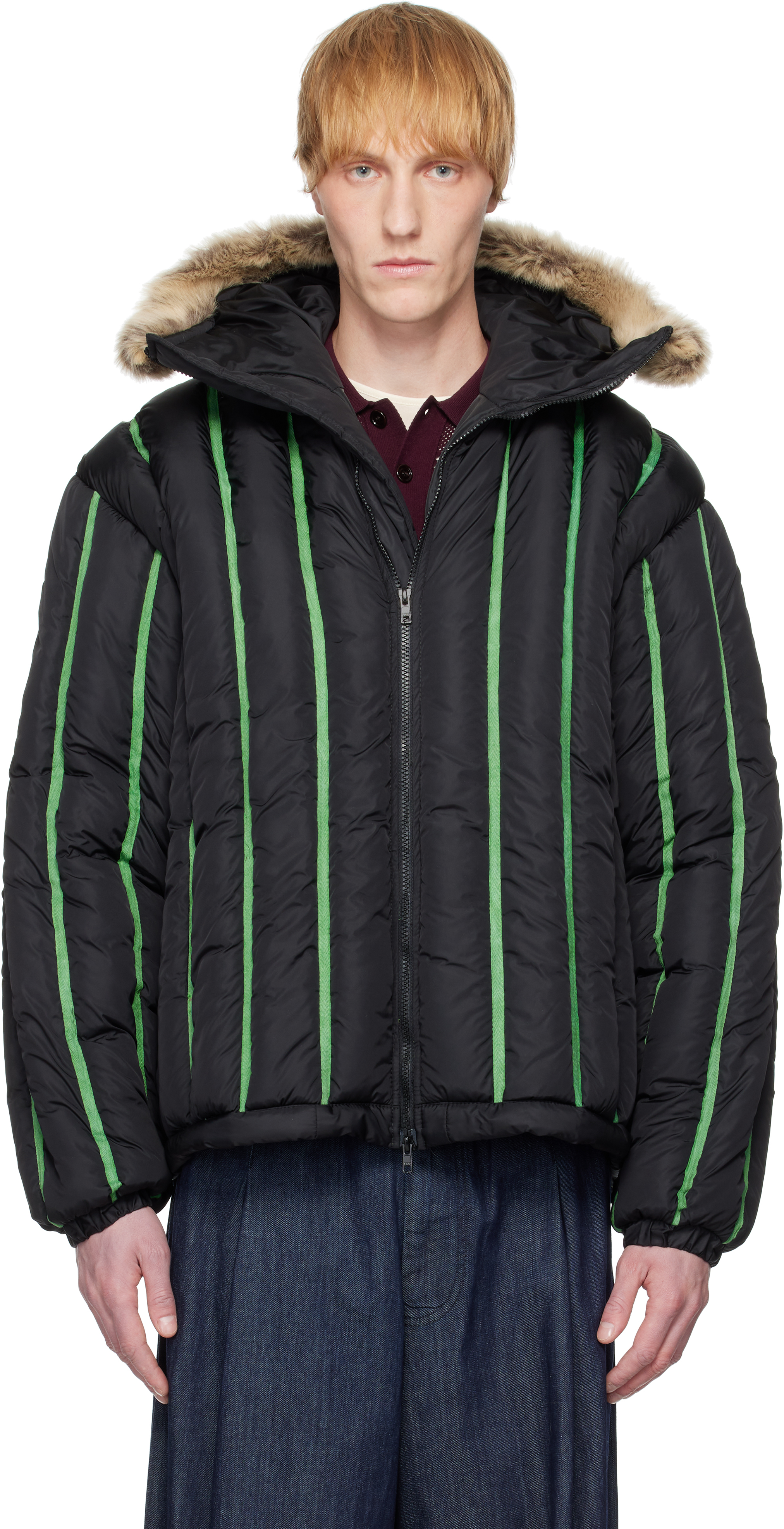 Stanley Raffington Black Quilted Puffer Bomber Jacket