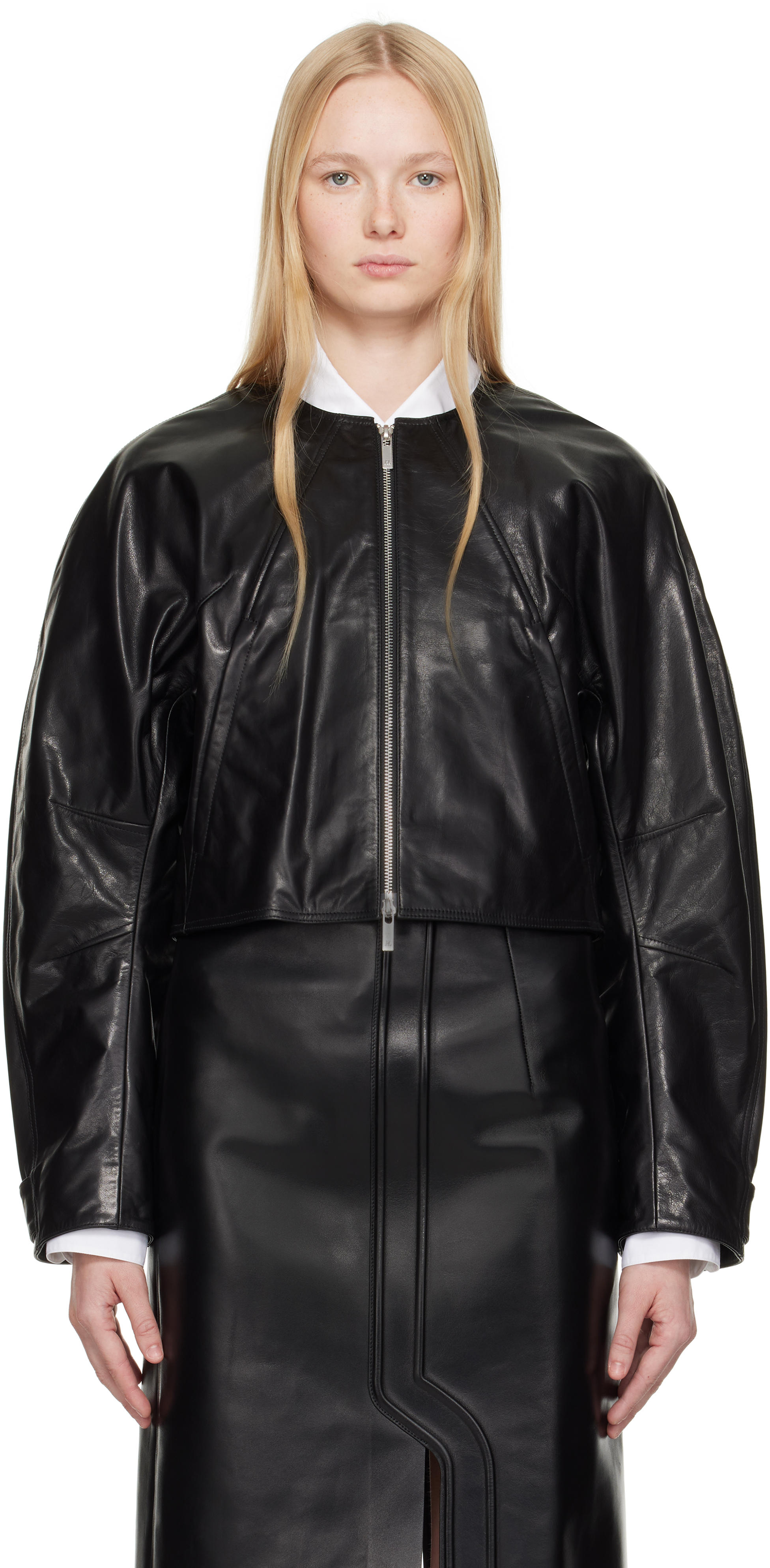 Black Articulated Leather Jacket