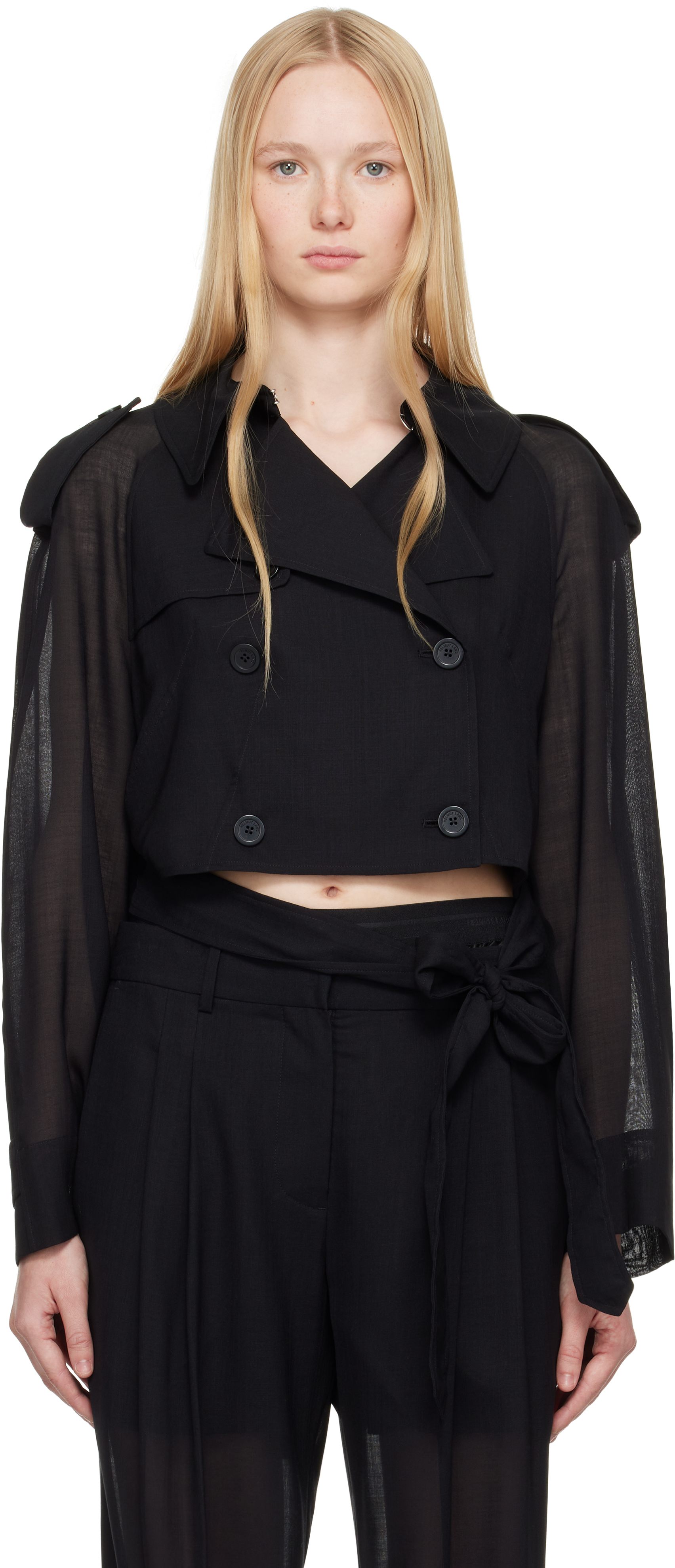 【関税込み】Helmut Lang ブラック クロップド トレンチコート Helmut Langのブラック クロップド トレンチコートがセール中